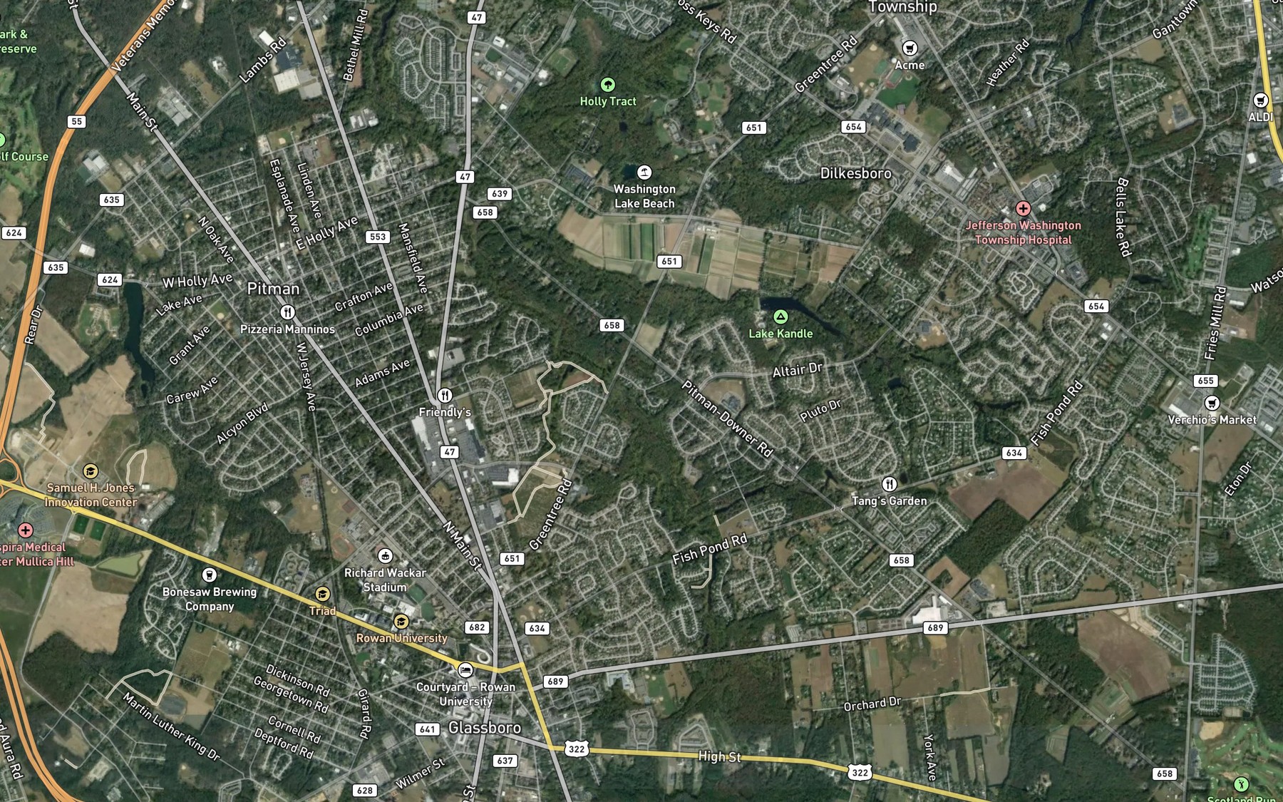 Satellite map of the Senior Lakes