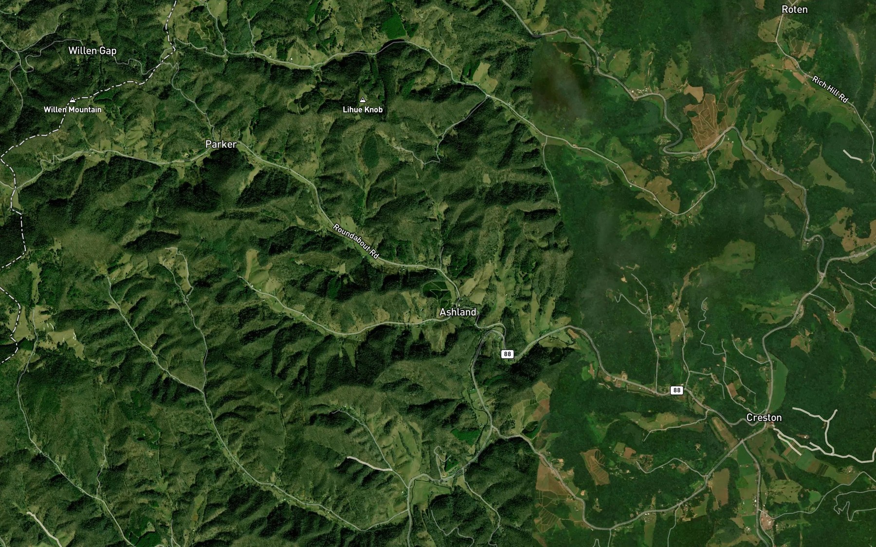 Satellite map of the Graybeal Branch