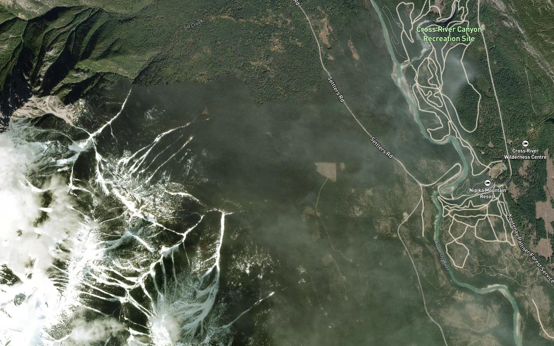 Satellite map of the Rubie Creek