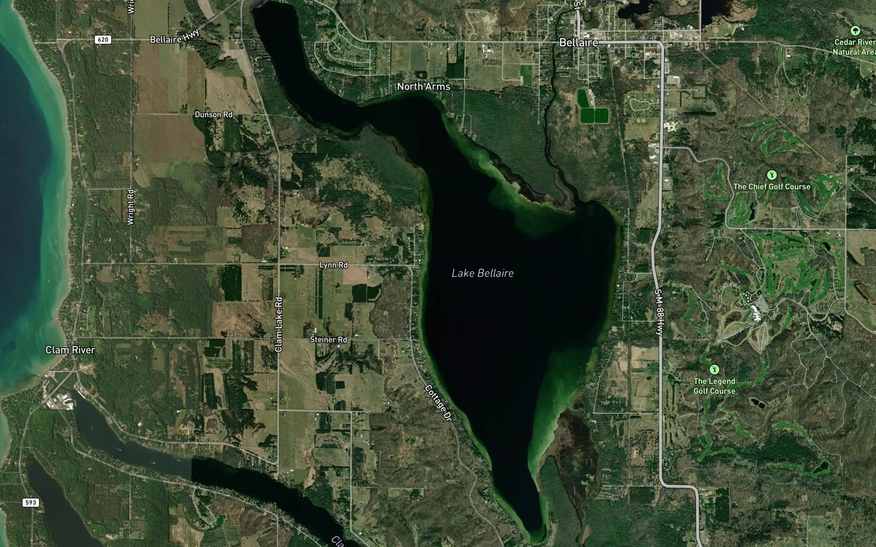 Satellite map of the Lake Bellaire