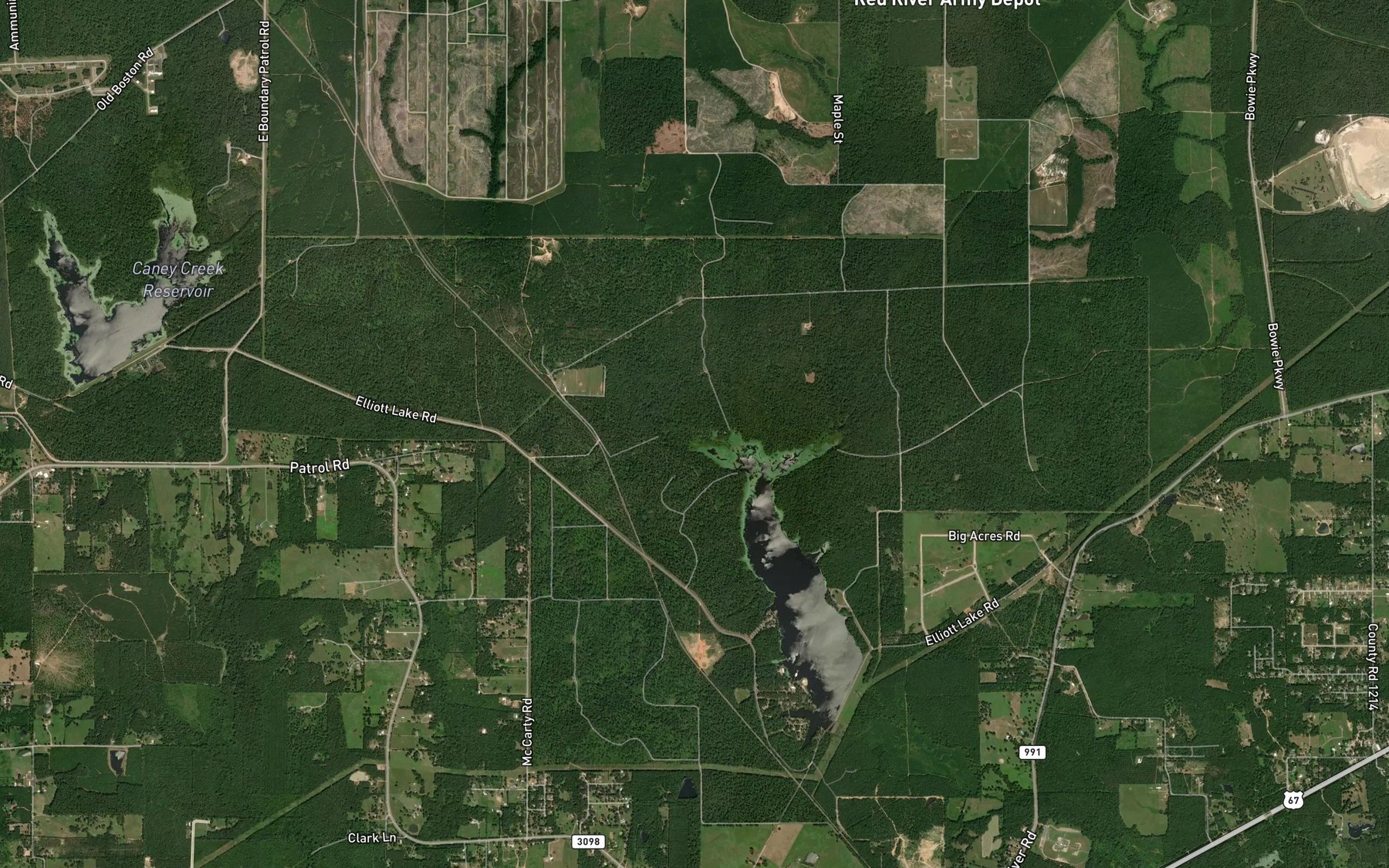 Satellite map of the Nettles Creek