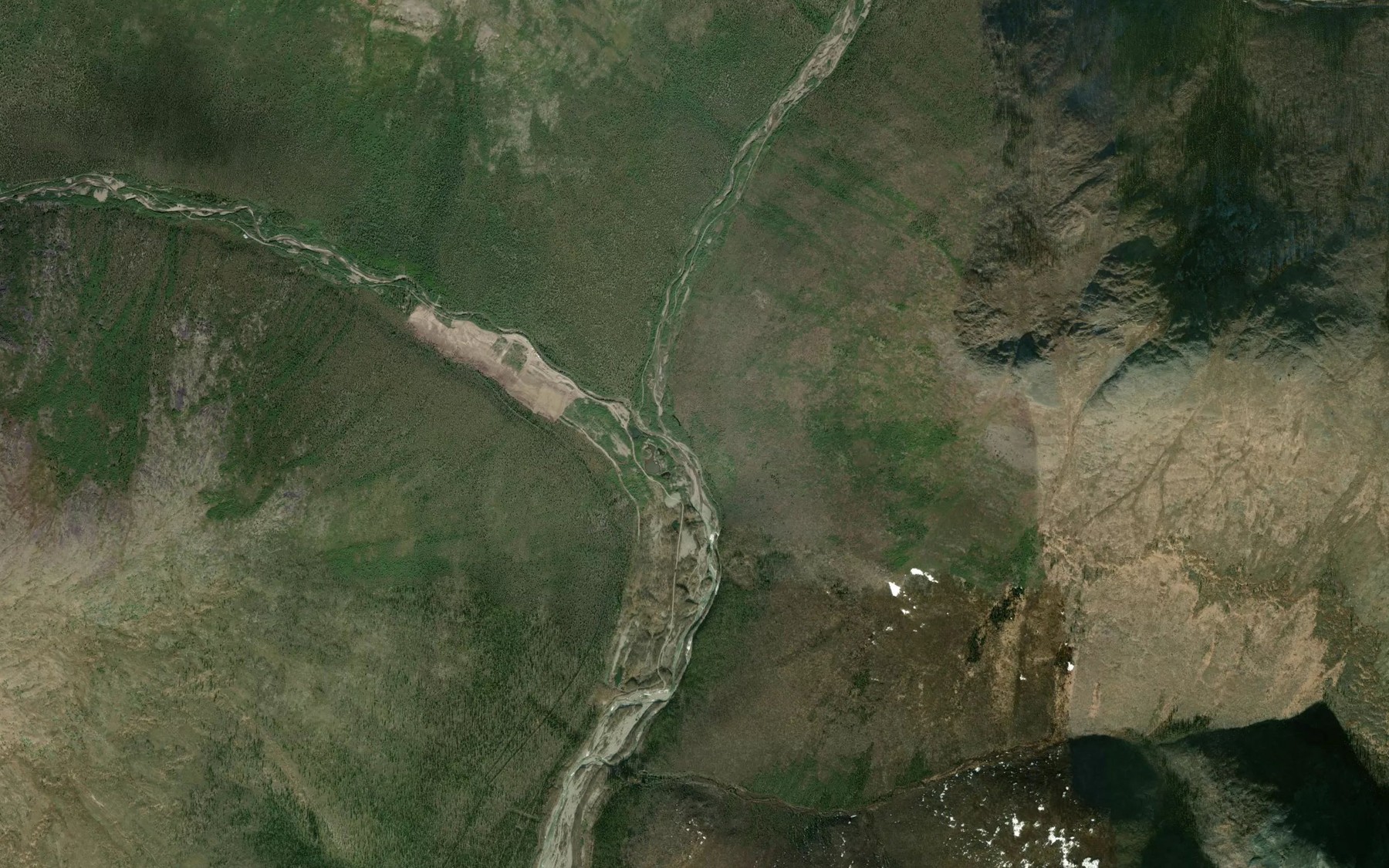 Satellite map of the Charity Creek