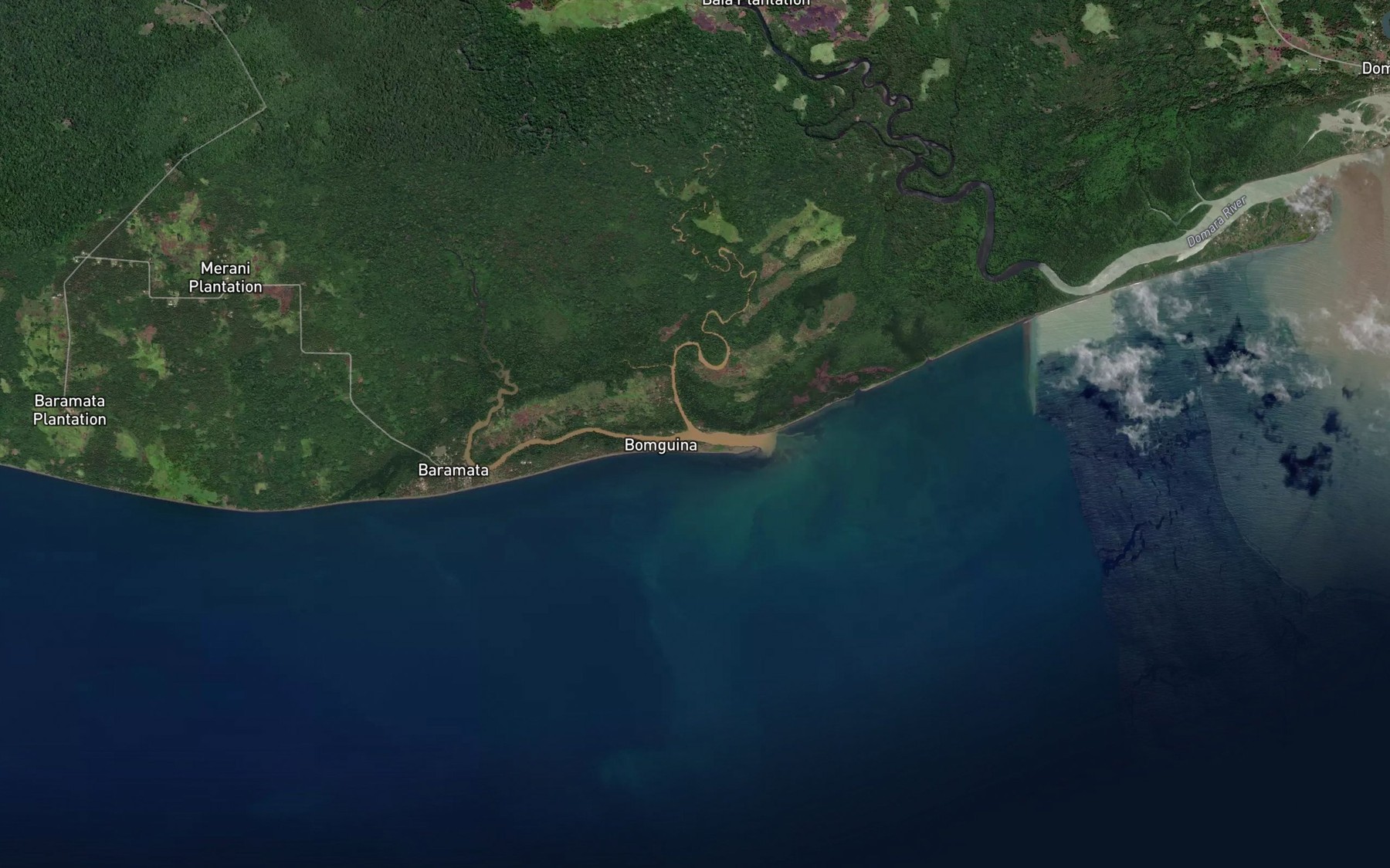 Satellite map of the Bomguina River