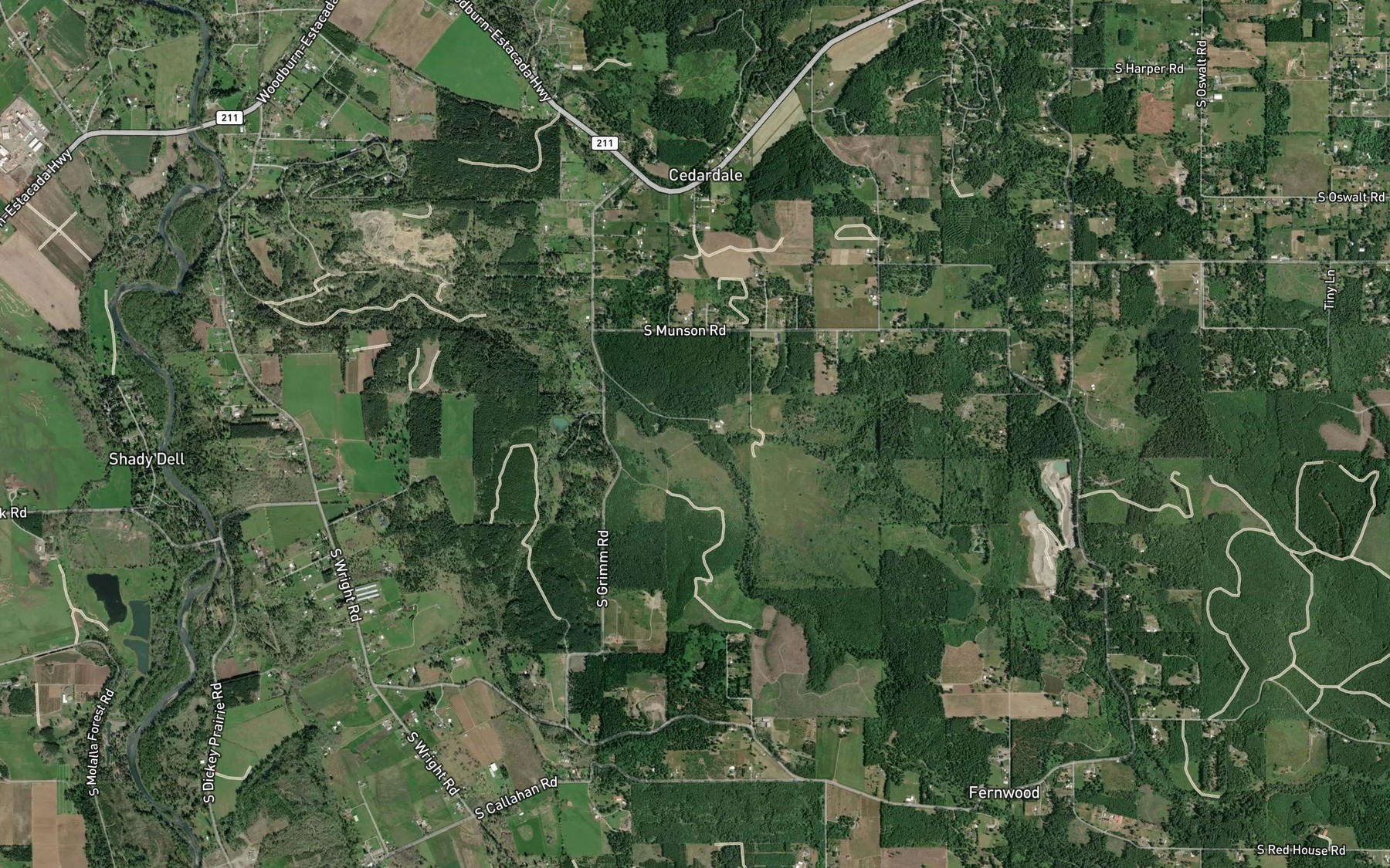 Satellite map of the Hancock Creek