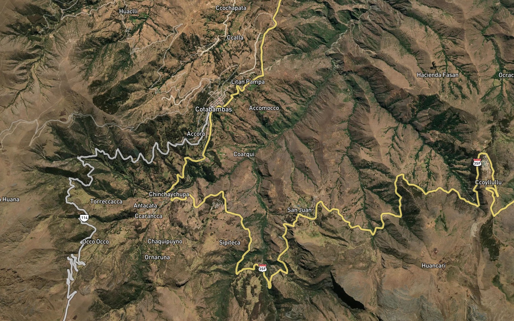 Satellite map of the Rio Chacabamba