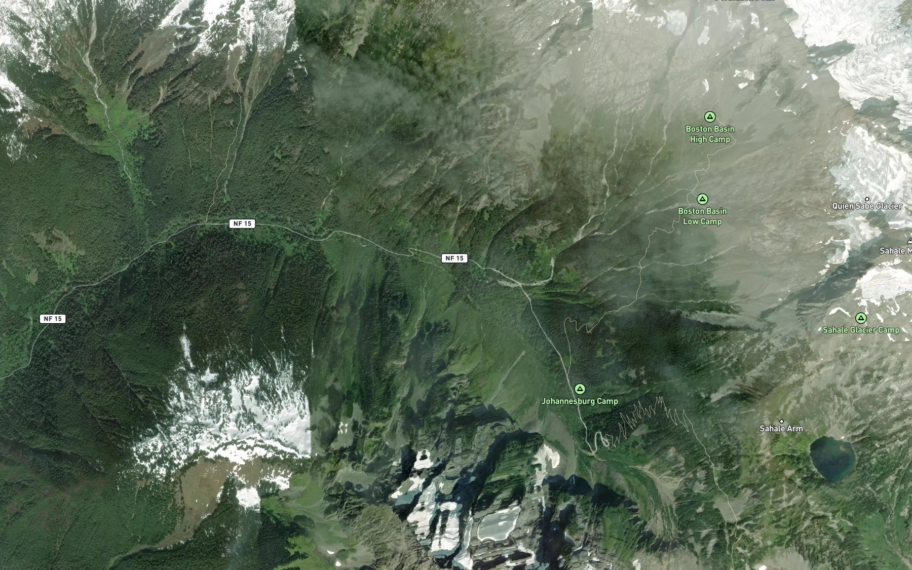 Satellite map of the Boston Creek