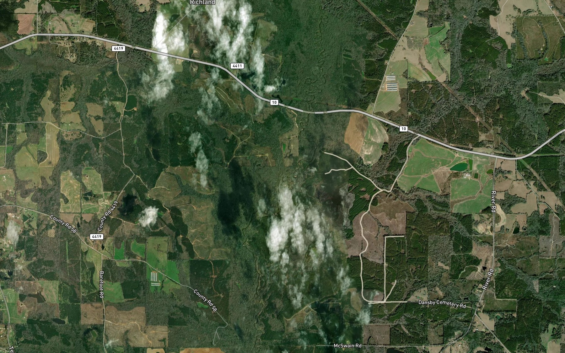 Satellite map of the Richland Creek