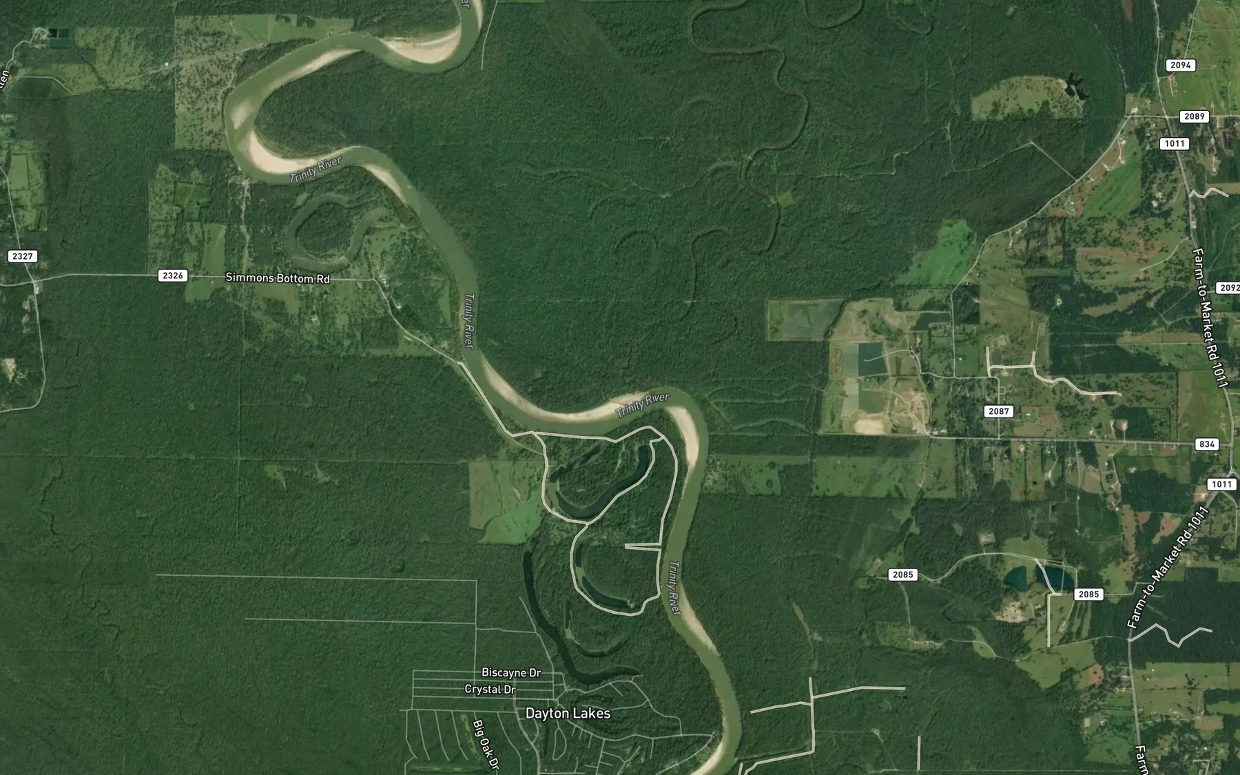 Satellite map of the Greens Bayou
