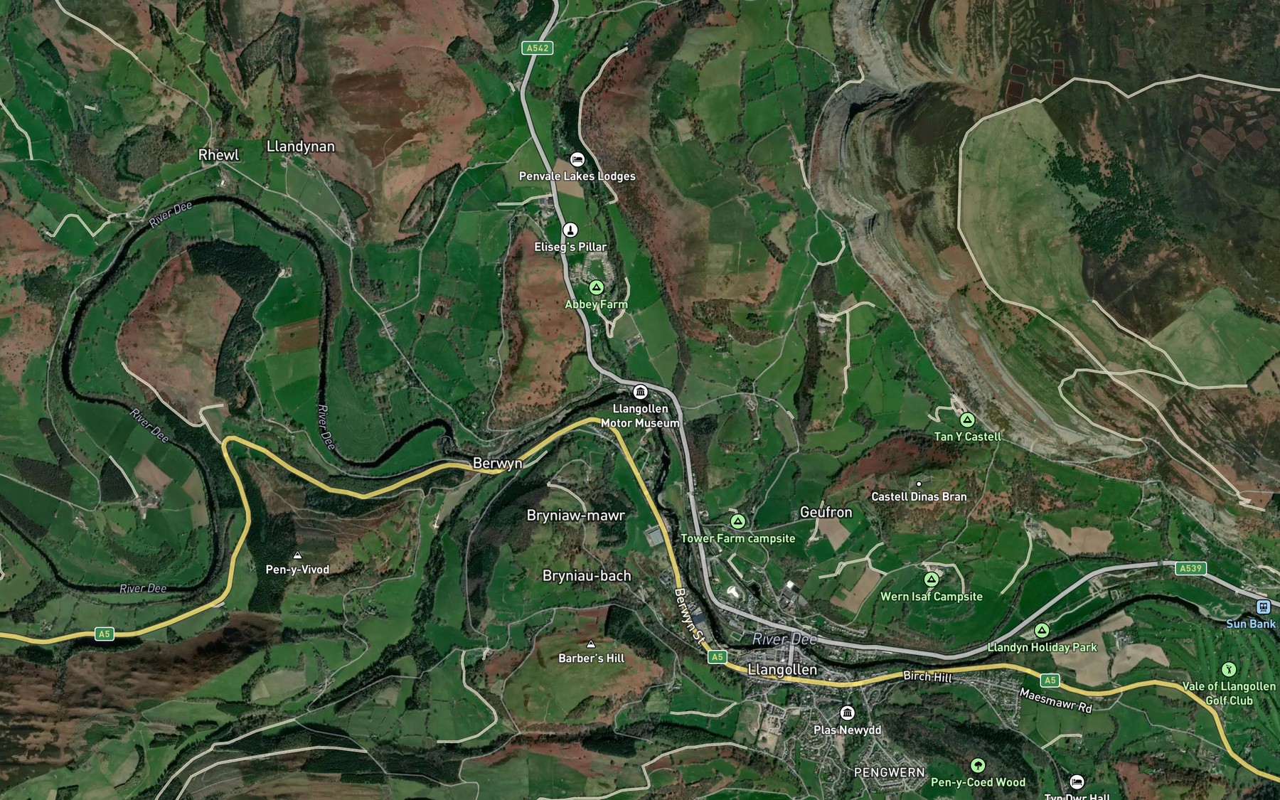 Satellite map of the Llangollen Branch