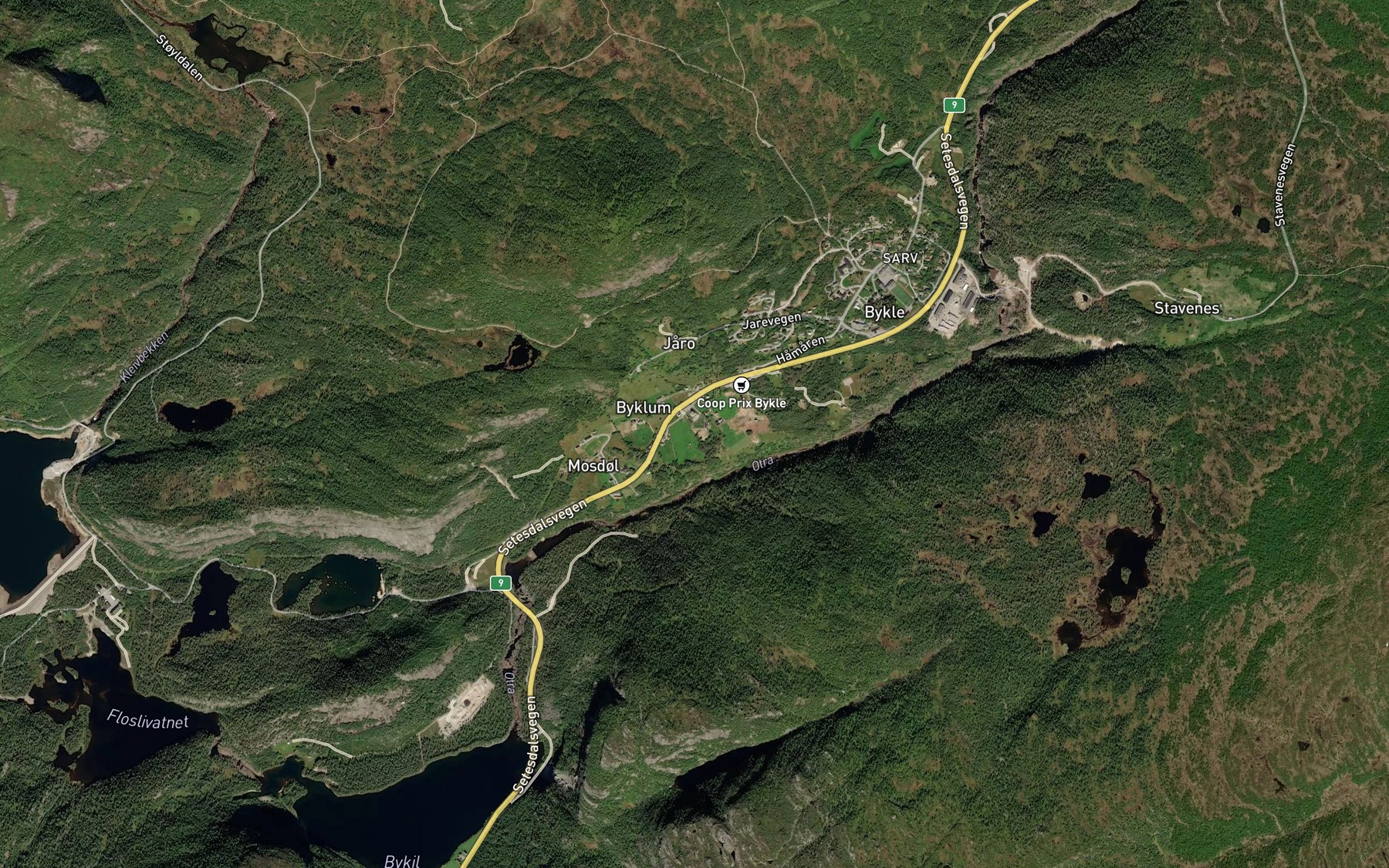 Satellite map of the Tveitvoddbekken