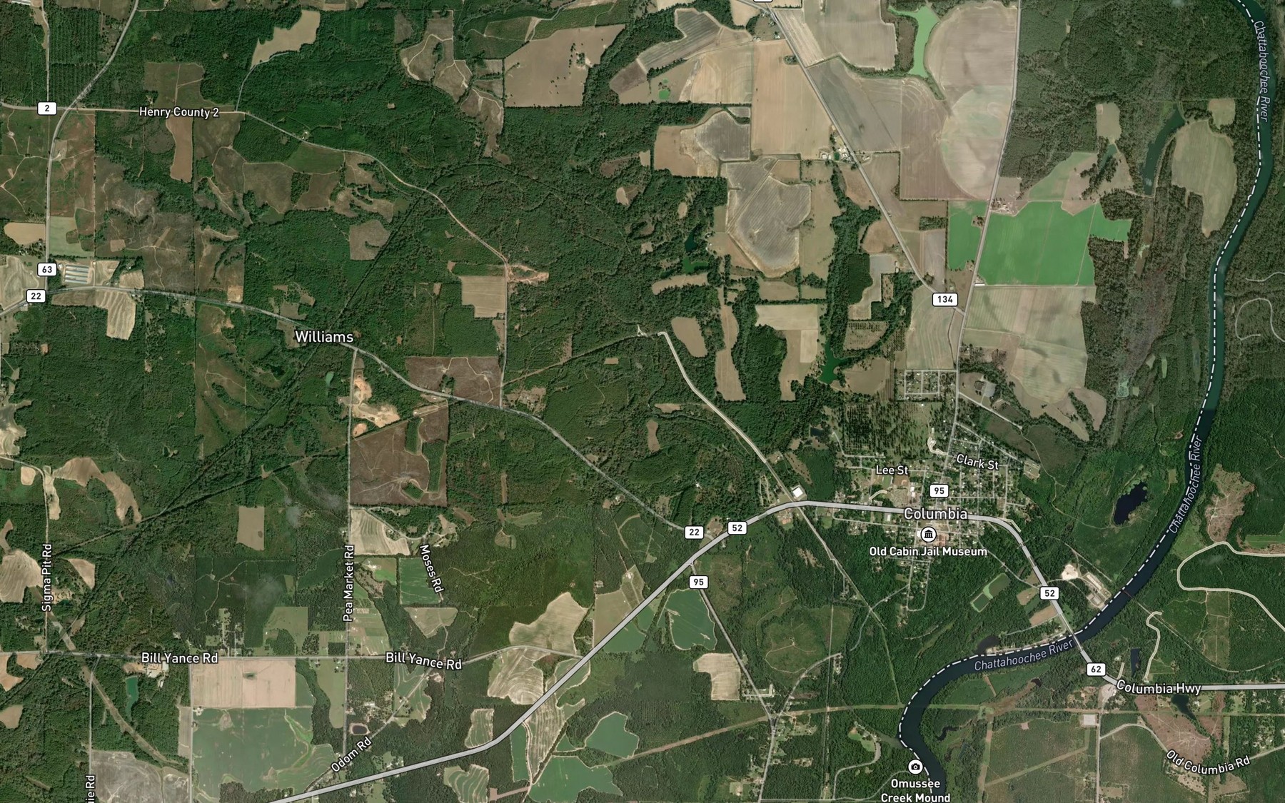 Satellite map of the Thomas Creek