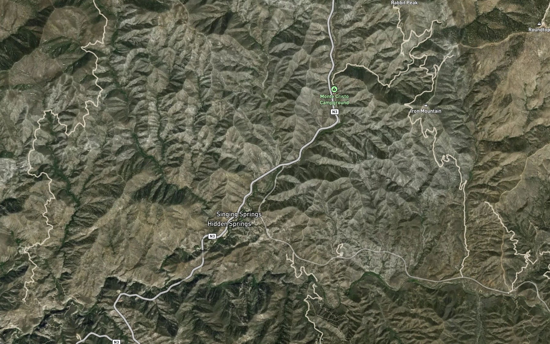 Satellite map of the Middle Fork Mill Creek