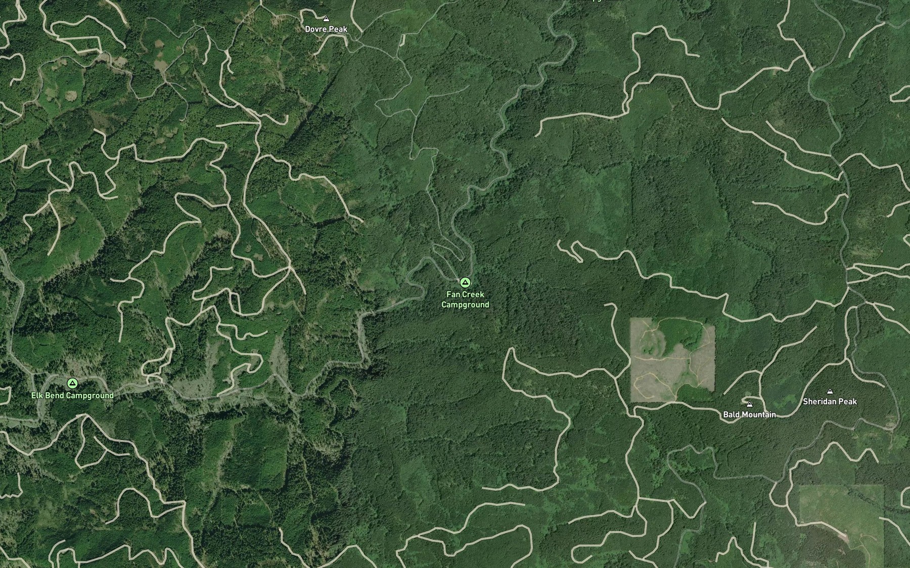Satellite map of the Fan Creek