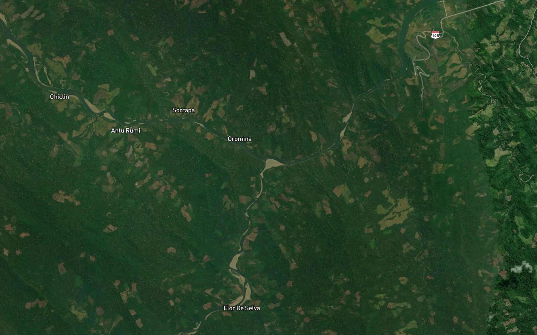 Satellite map of the Rio Abiseo