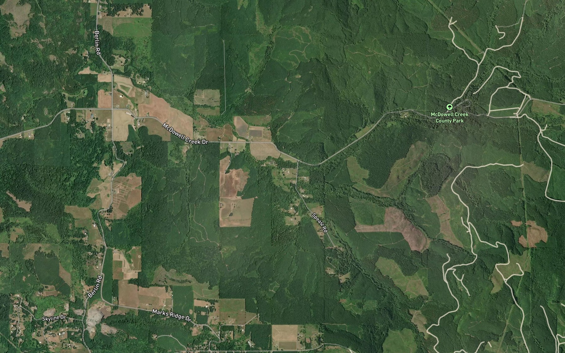 Satellite map of the Johnson Creek