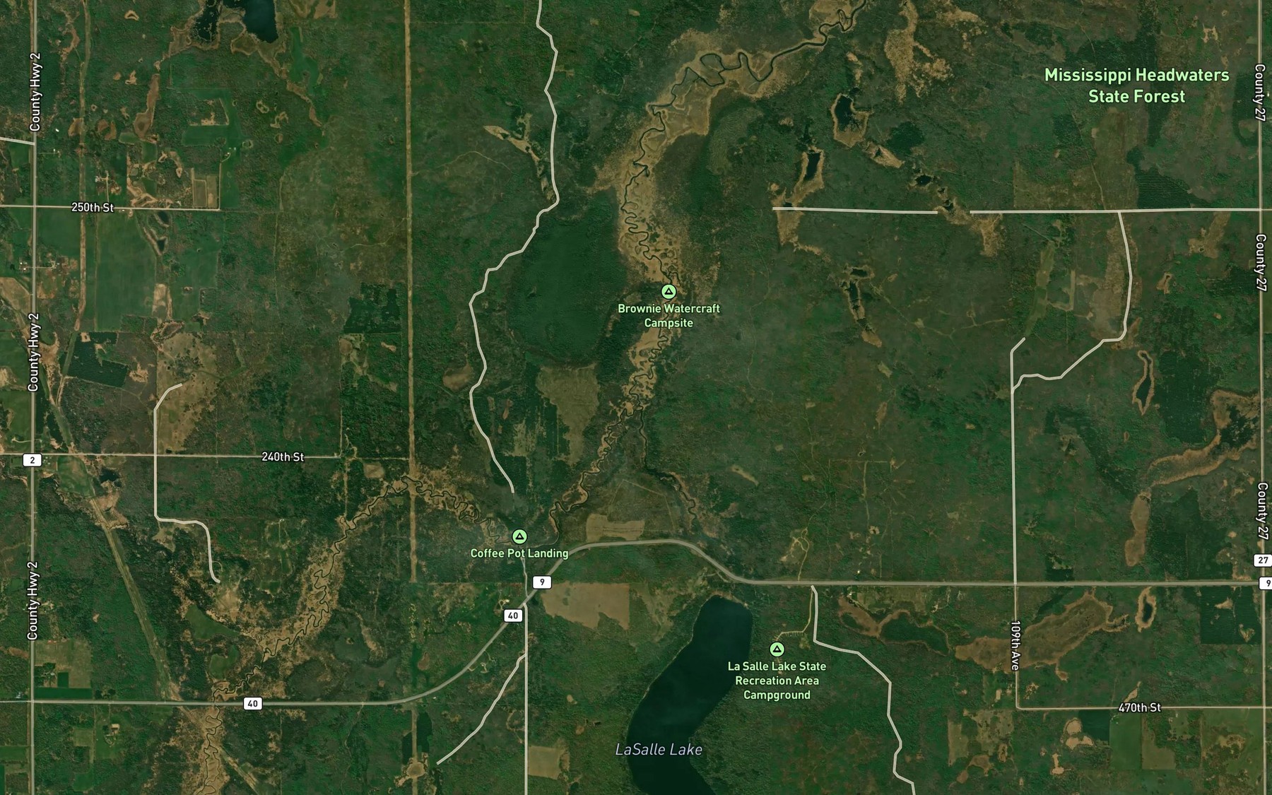 Satellite map of the LaSalle Creek
