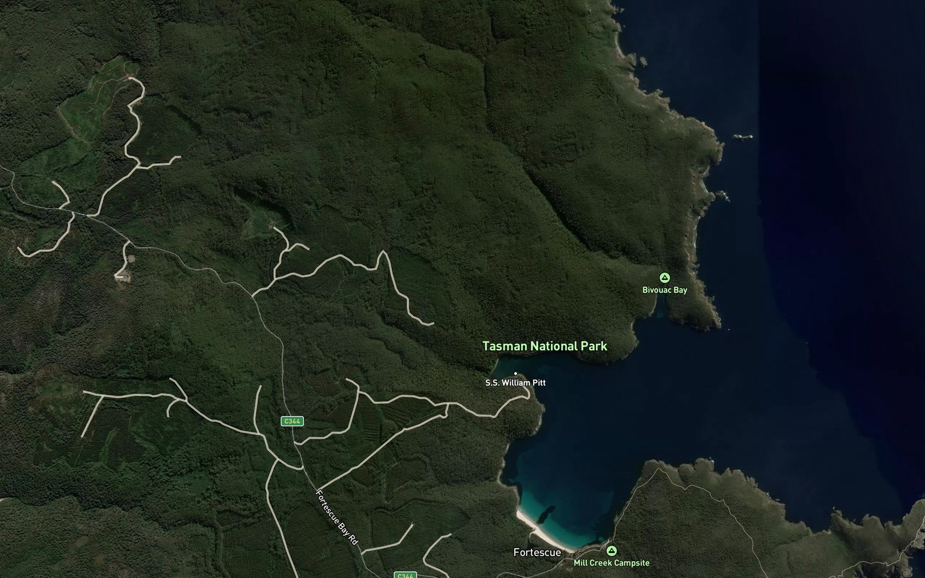 Satellite map of the Canoe Bay