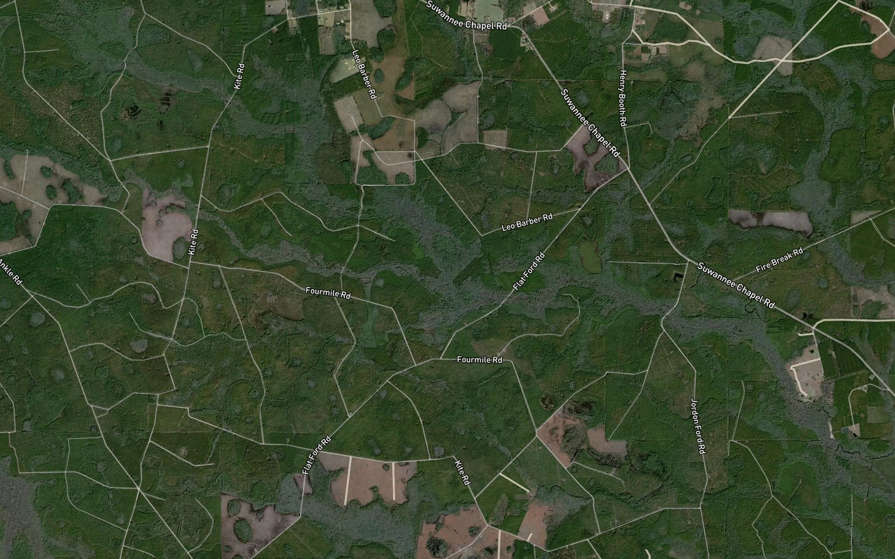 Satellite map of the Little Suwannee Creek