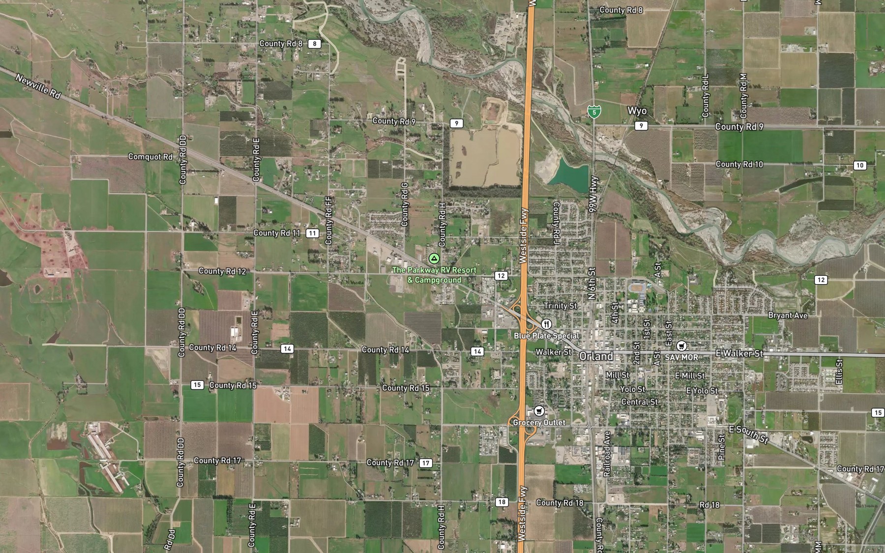 Satellite map of the Stony Creek Irrigation Canal