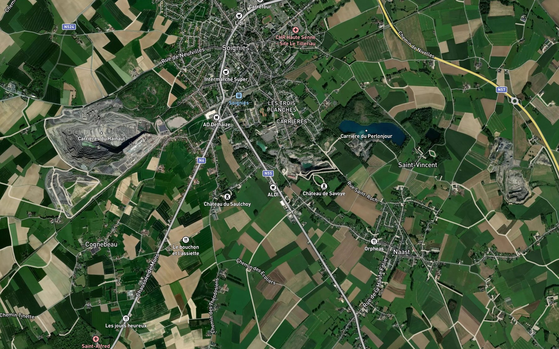 Satellite map of the Saussois