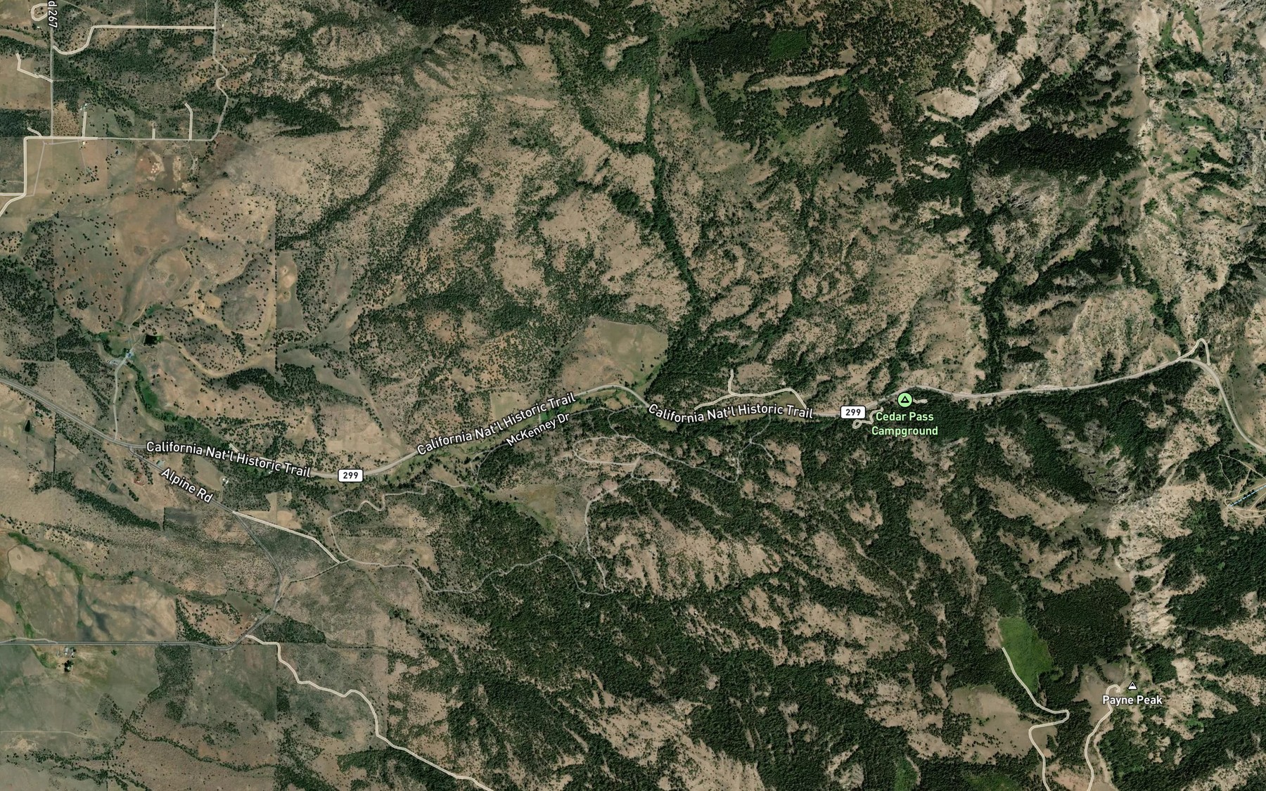 Satellite map of the Bolan Creek