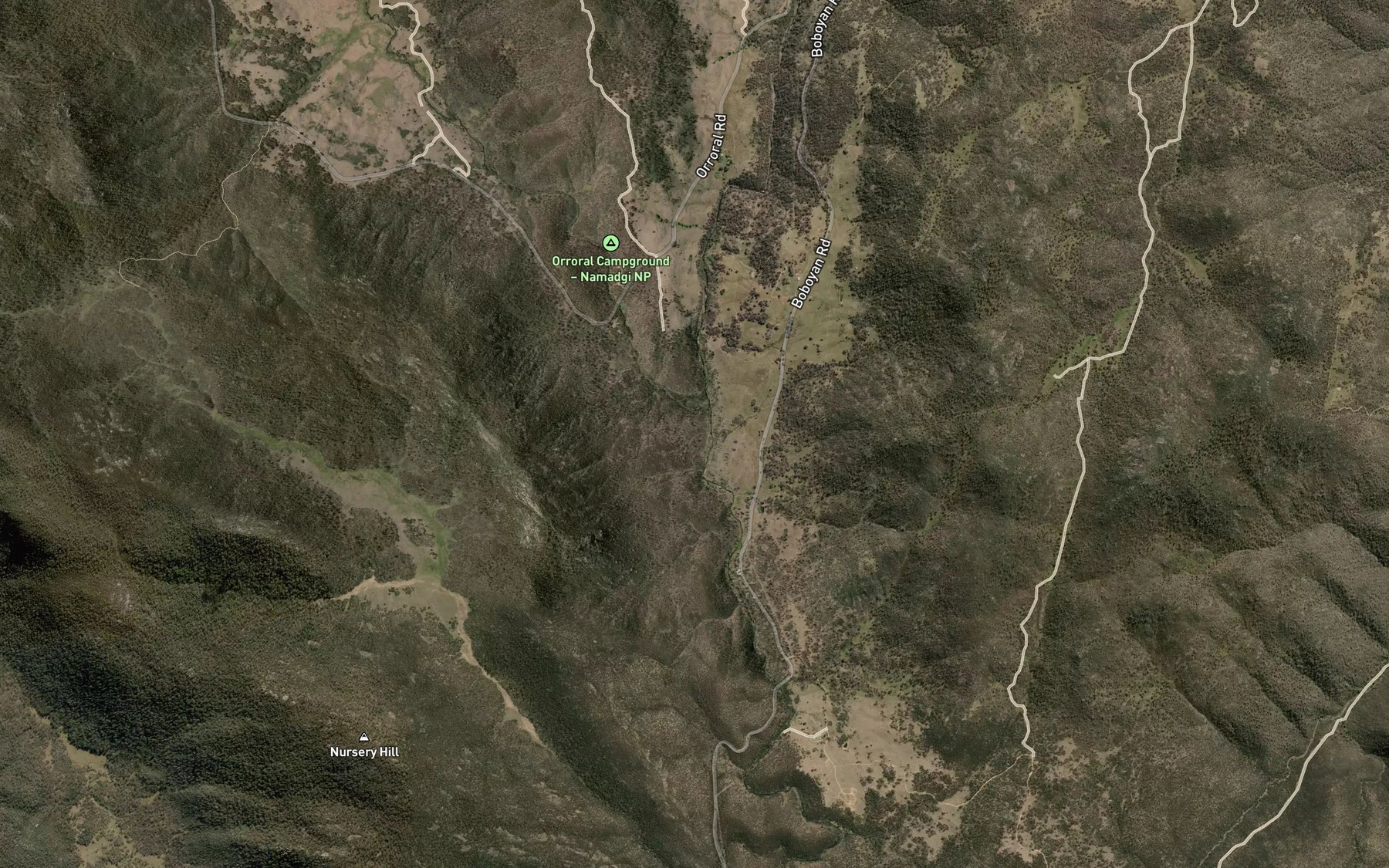 Satellite map of the Orroral River