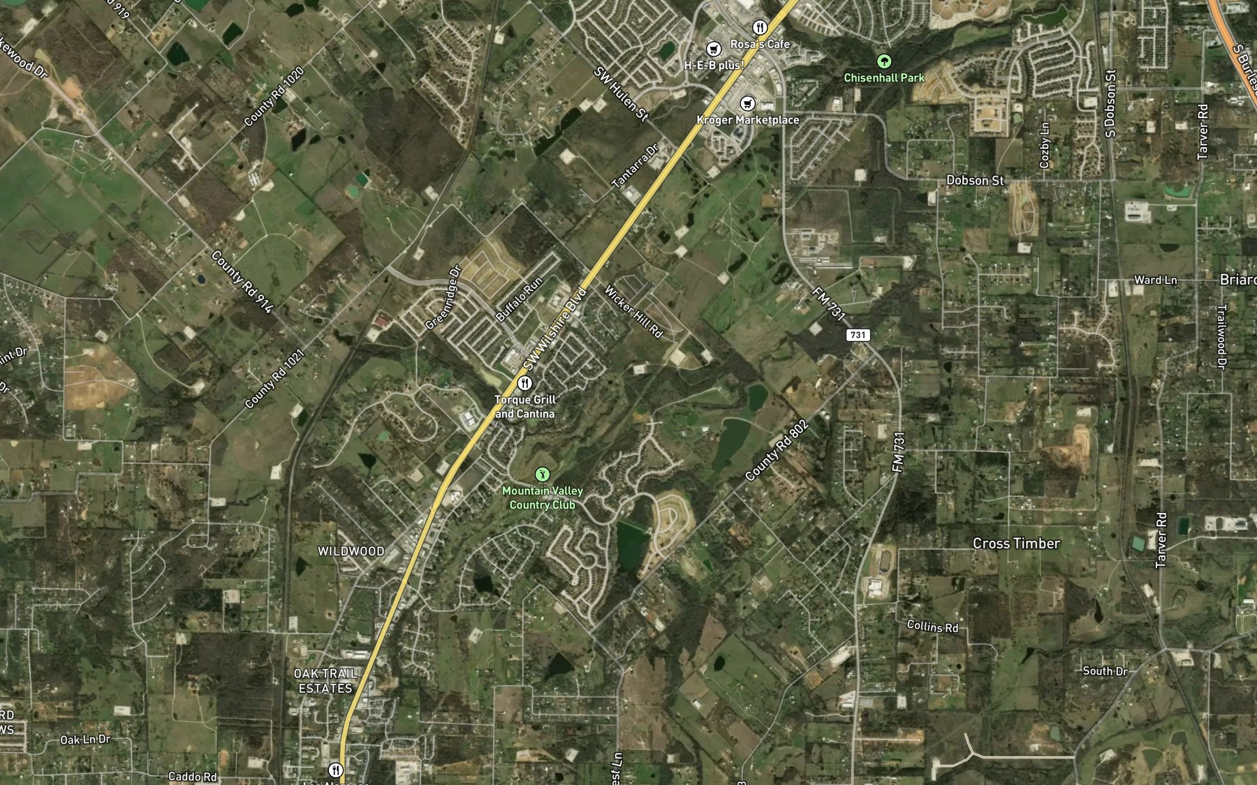 Satellite map of the Willow Creek