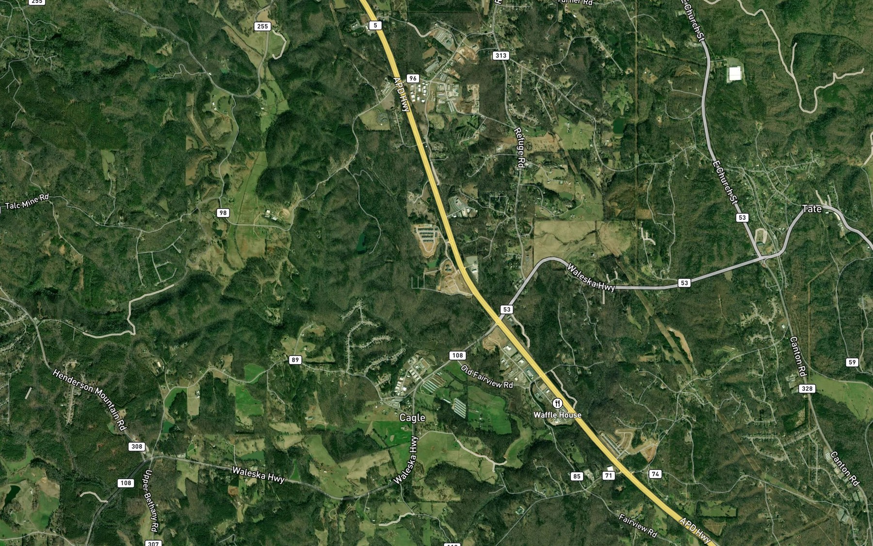 Satellite map of the Stephens Lake