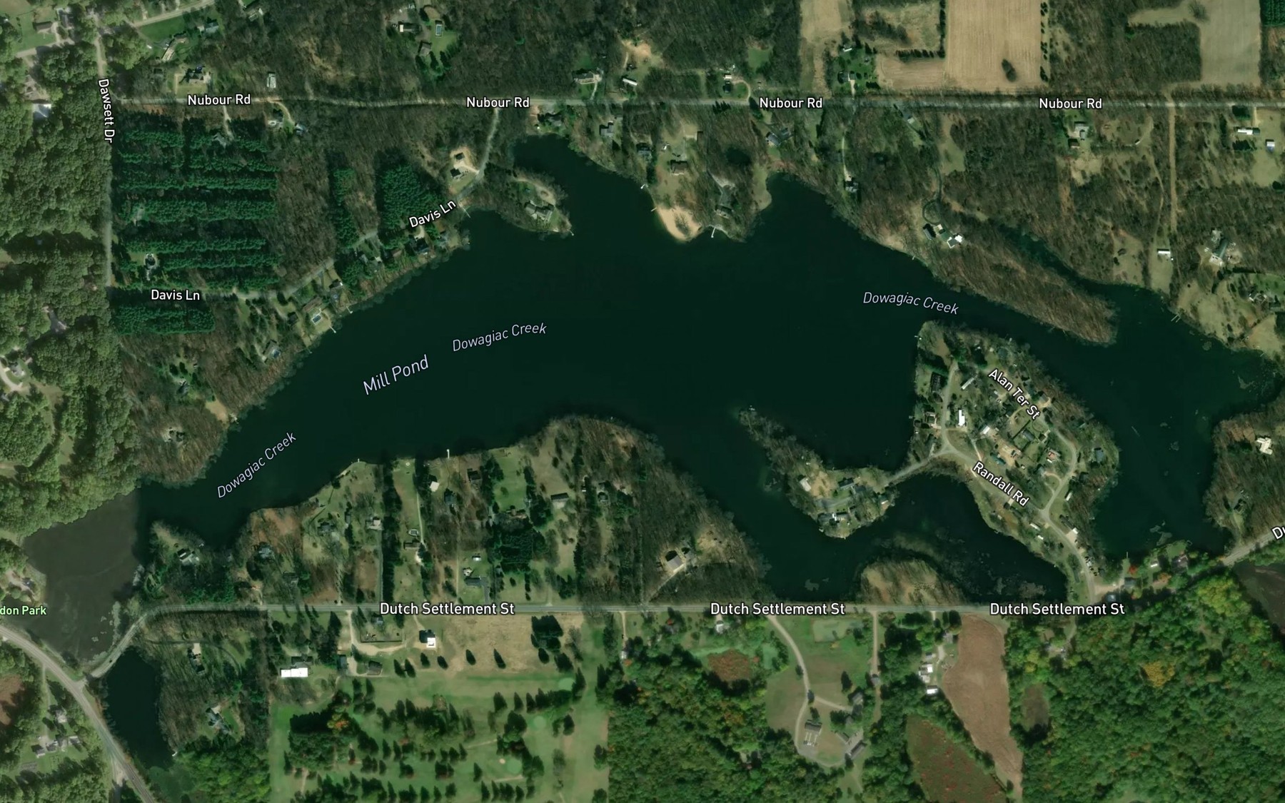 Satellite map of the Mill Pond
