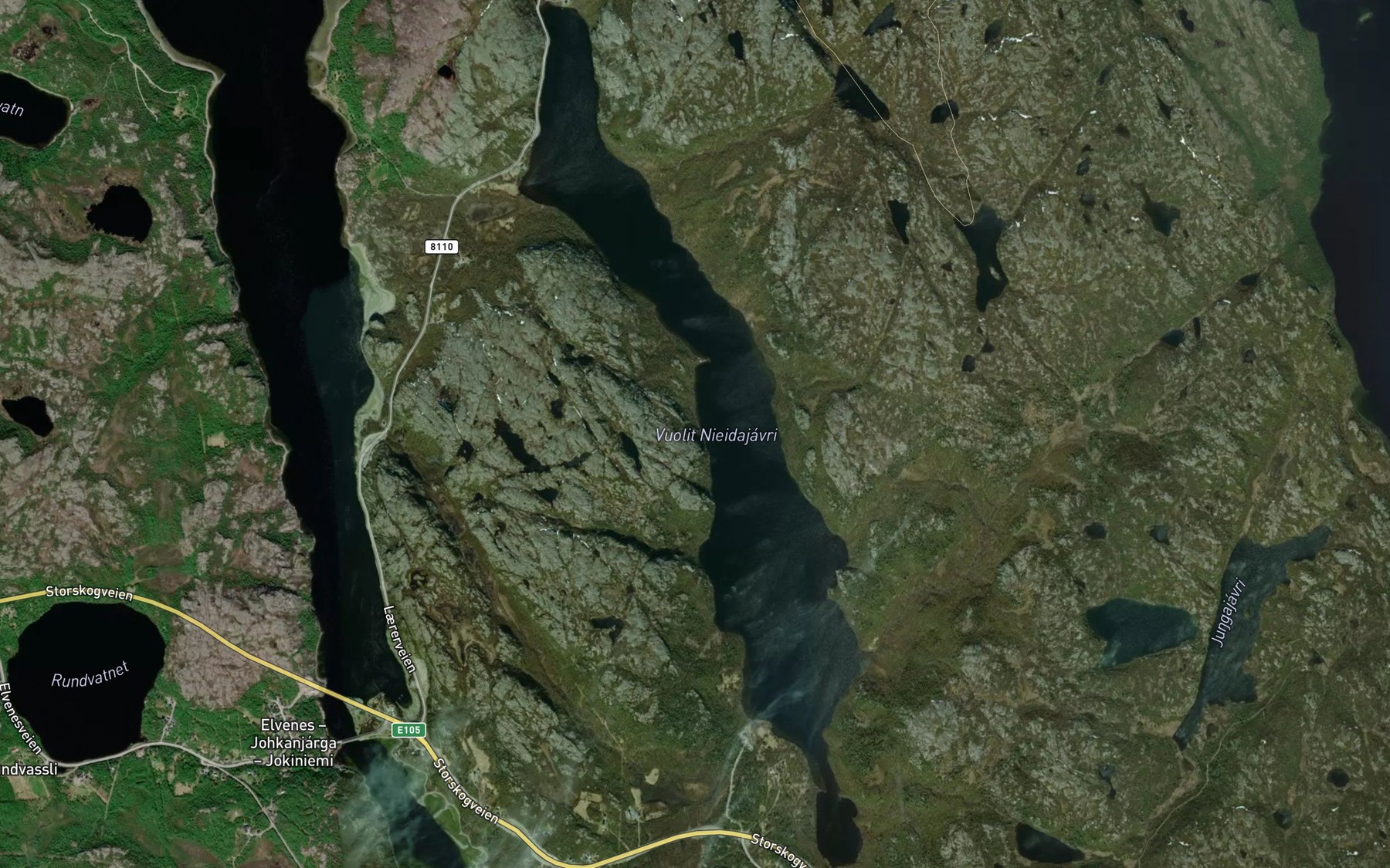 Satellite map of the Svartakselvannet