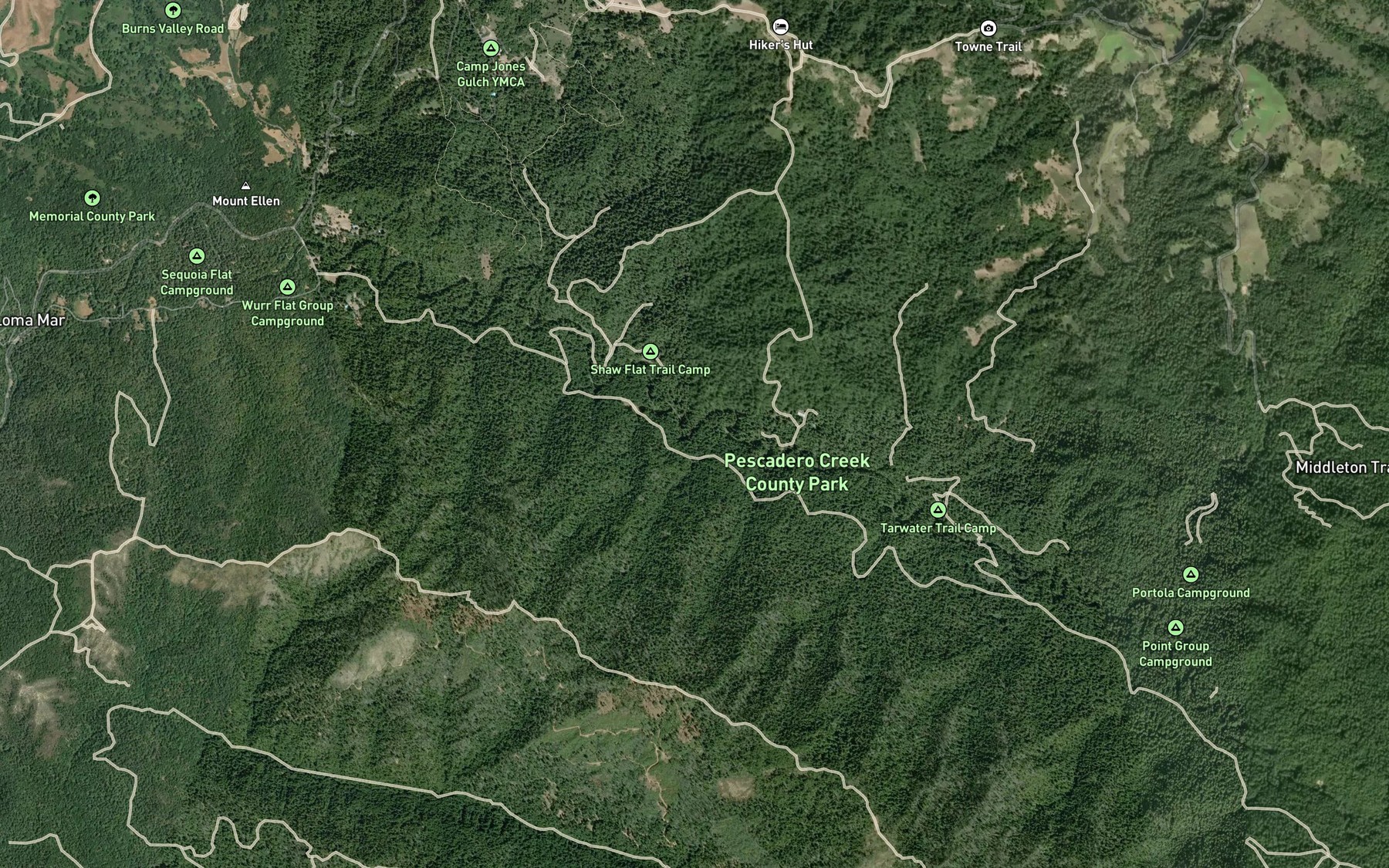 Satellite map of the Carriger Creek