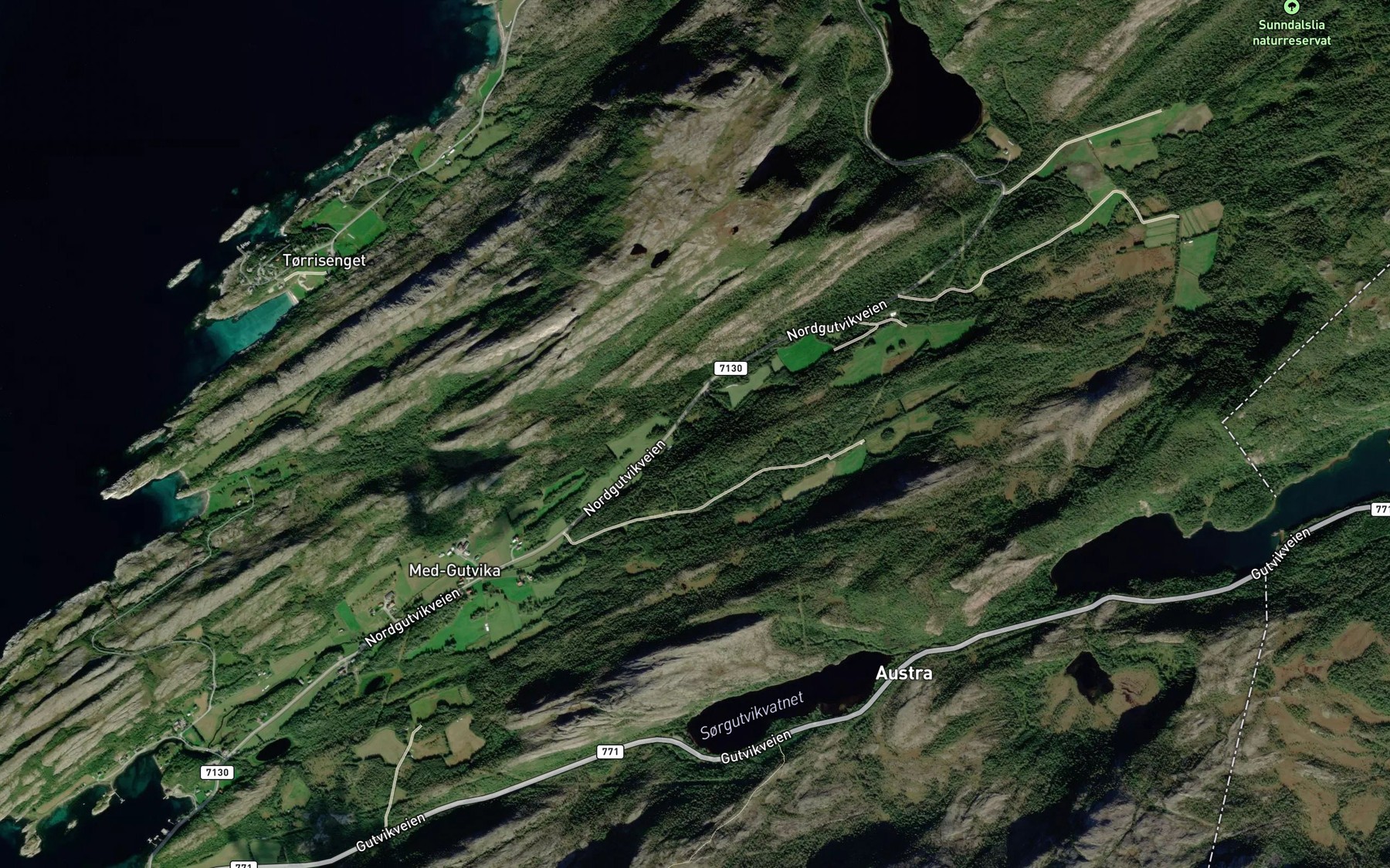 Satellite map of the Midgutvikelva
