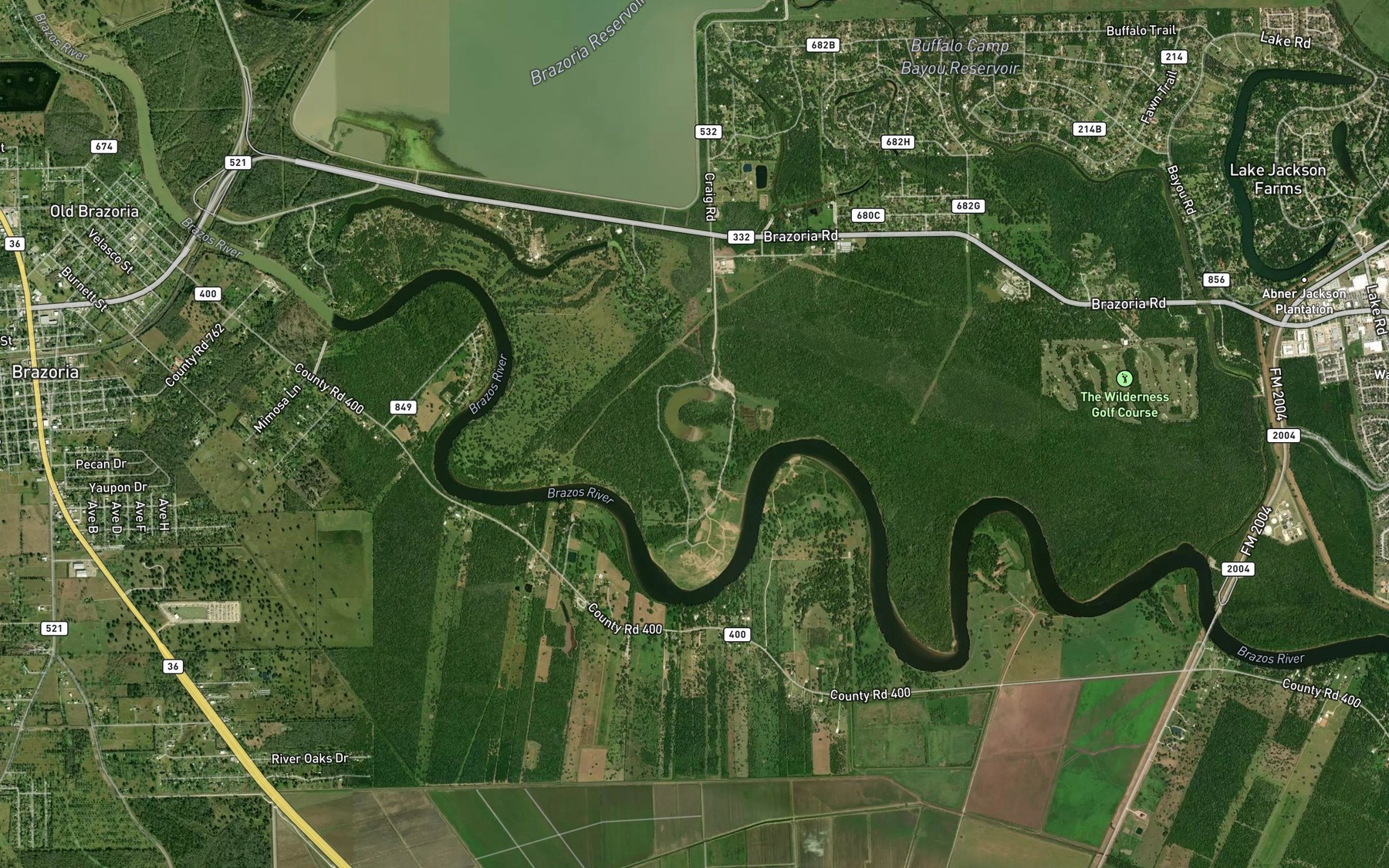 Satellite map of the Cut-Off Lake