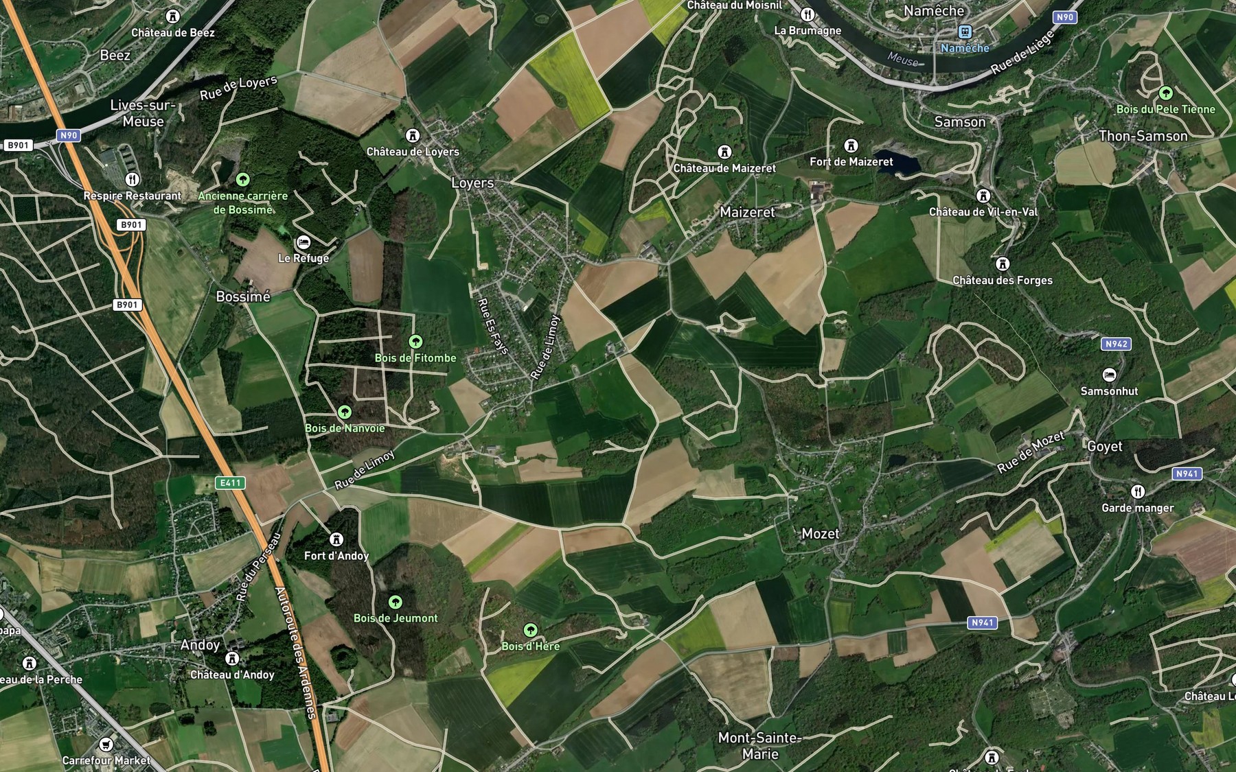 Satellite map of the Fontaine Fosette