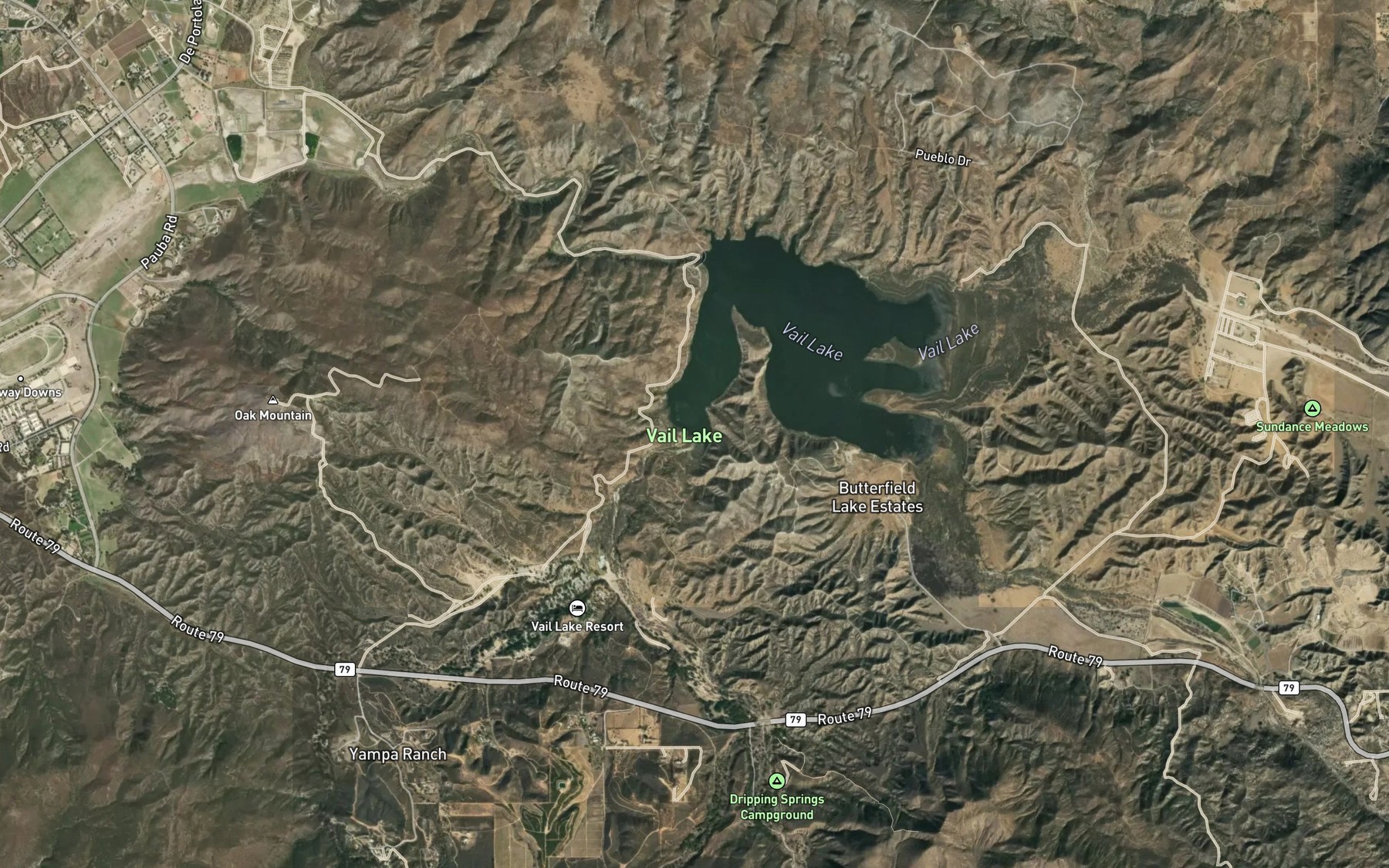 Satellite map of the Arroyo Seco Creek