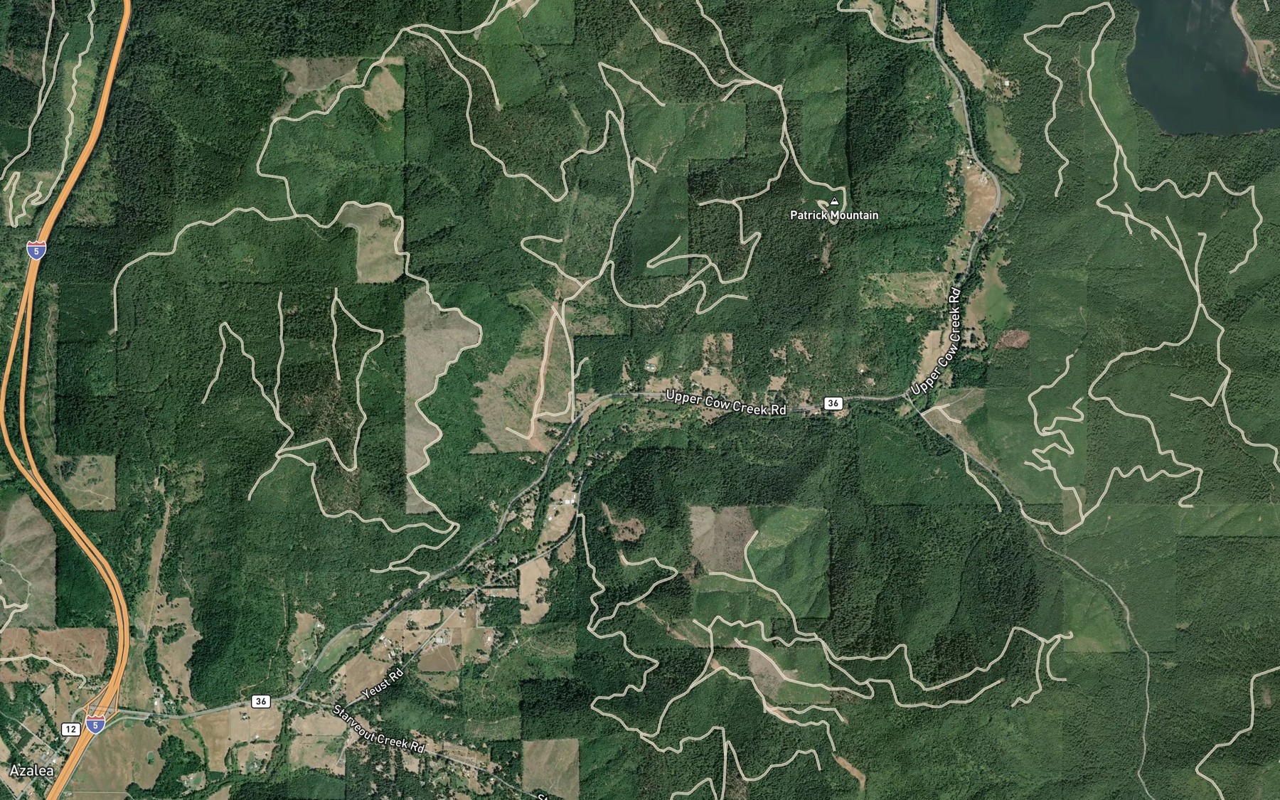Satellite map of the Russel Creek
