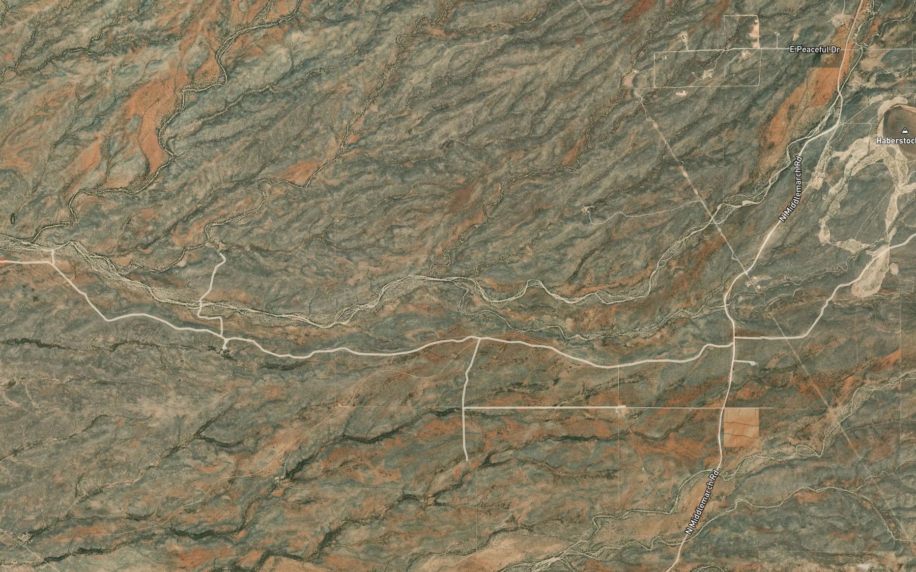 Satellite map of the Haberstock Wash
