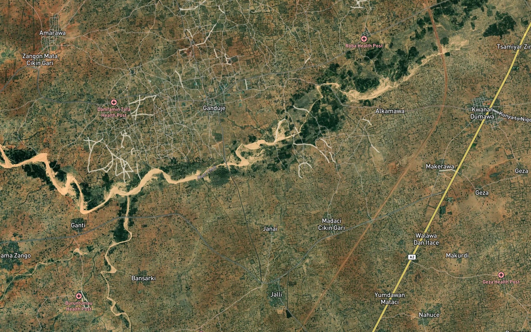 Satellite map of the River Kwarin Ajajina