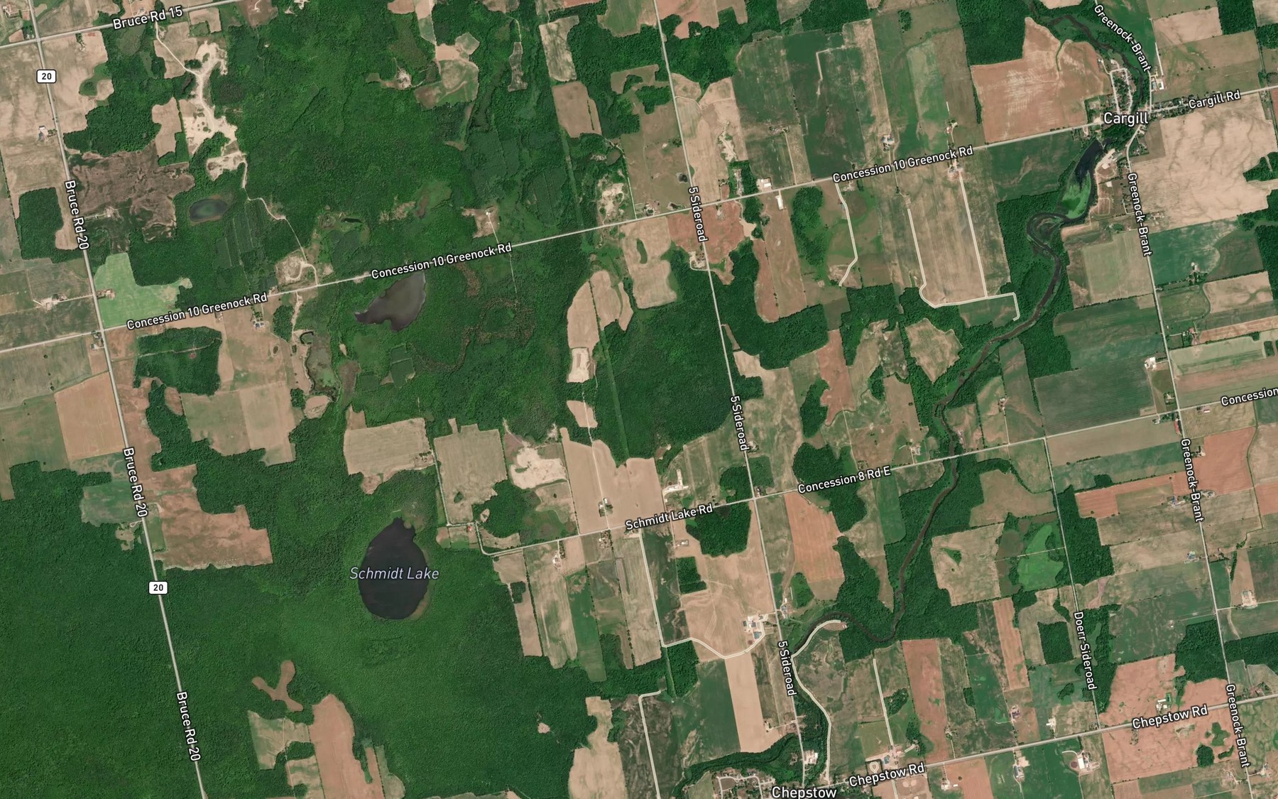 Satellite map of the Plum Lake