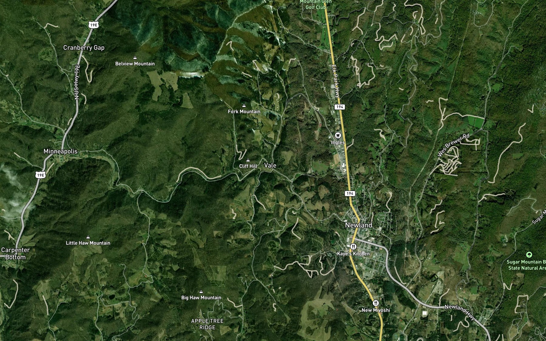 Satellite map of the Little Whiteoak Creek