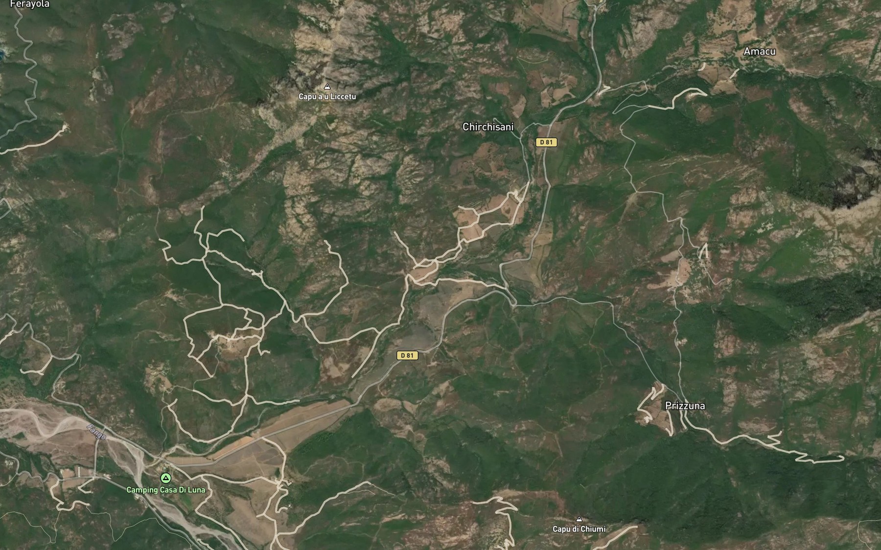 Satellite map of the Ruisseau de Prezzuna