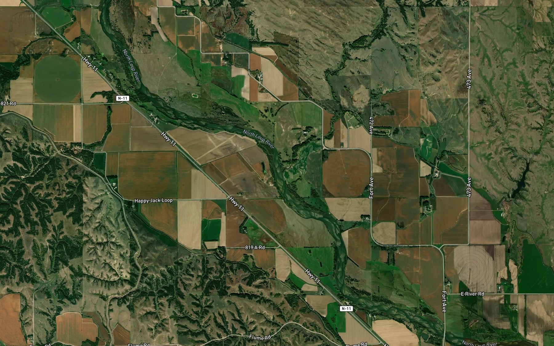 Satellite map of the Bean Creek