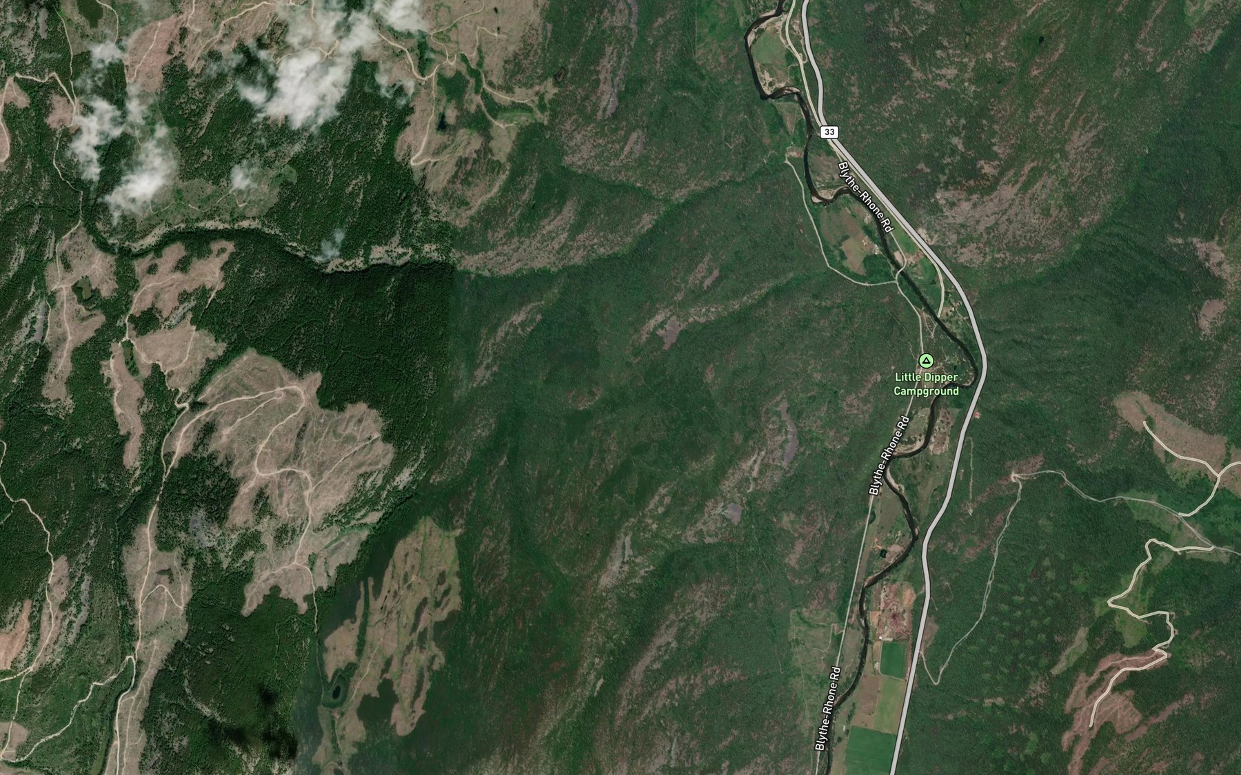 Satellite map of the Kamloops Creek