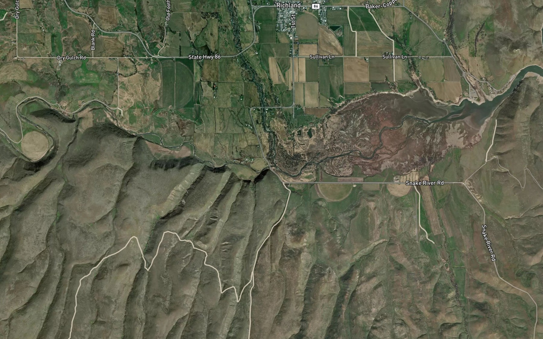 Satellite map of the Eagle Creek