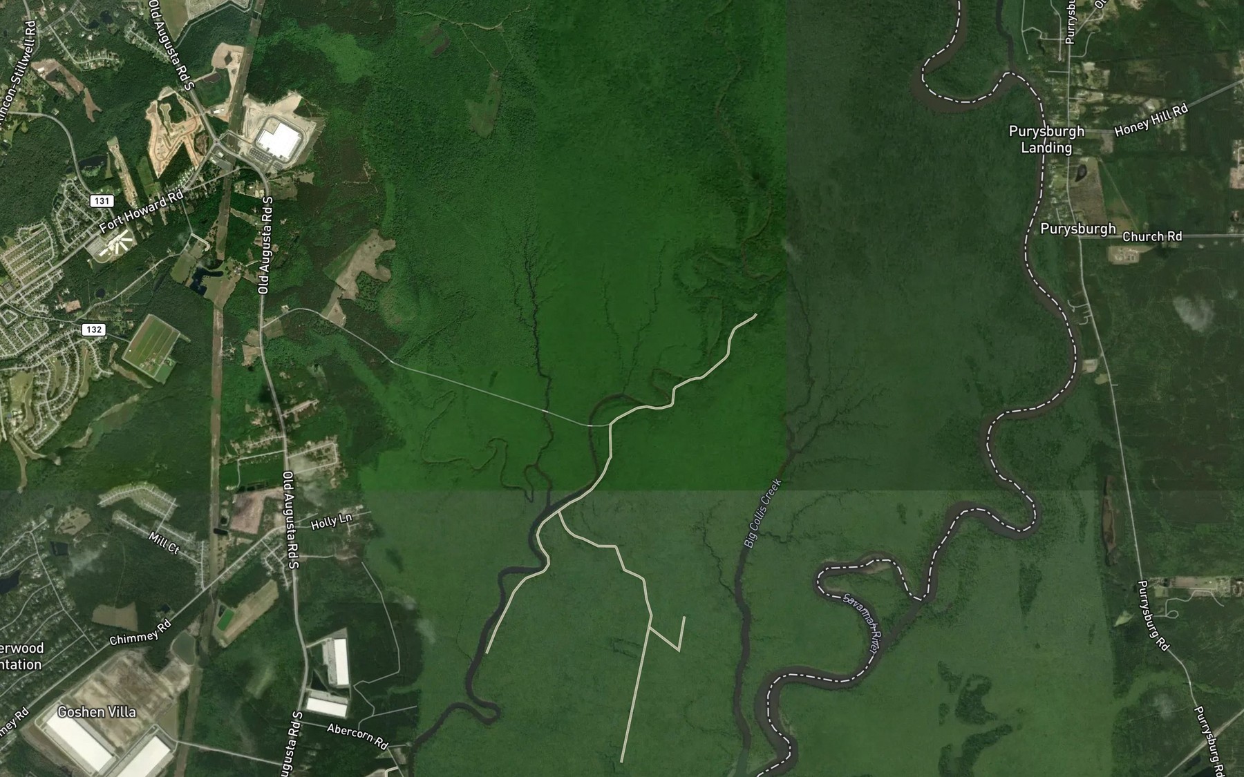 Satellite map of the Mosquito Creek