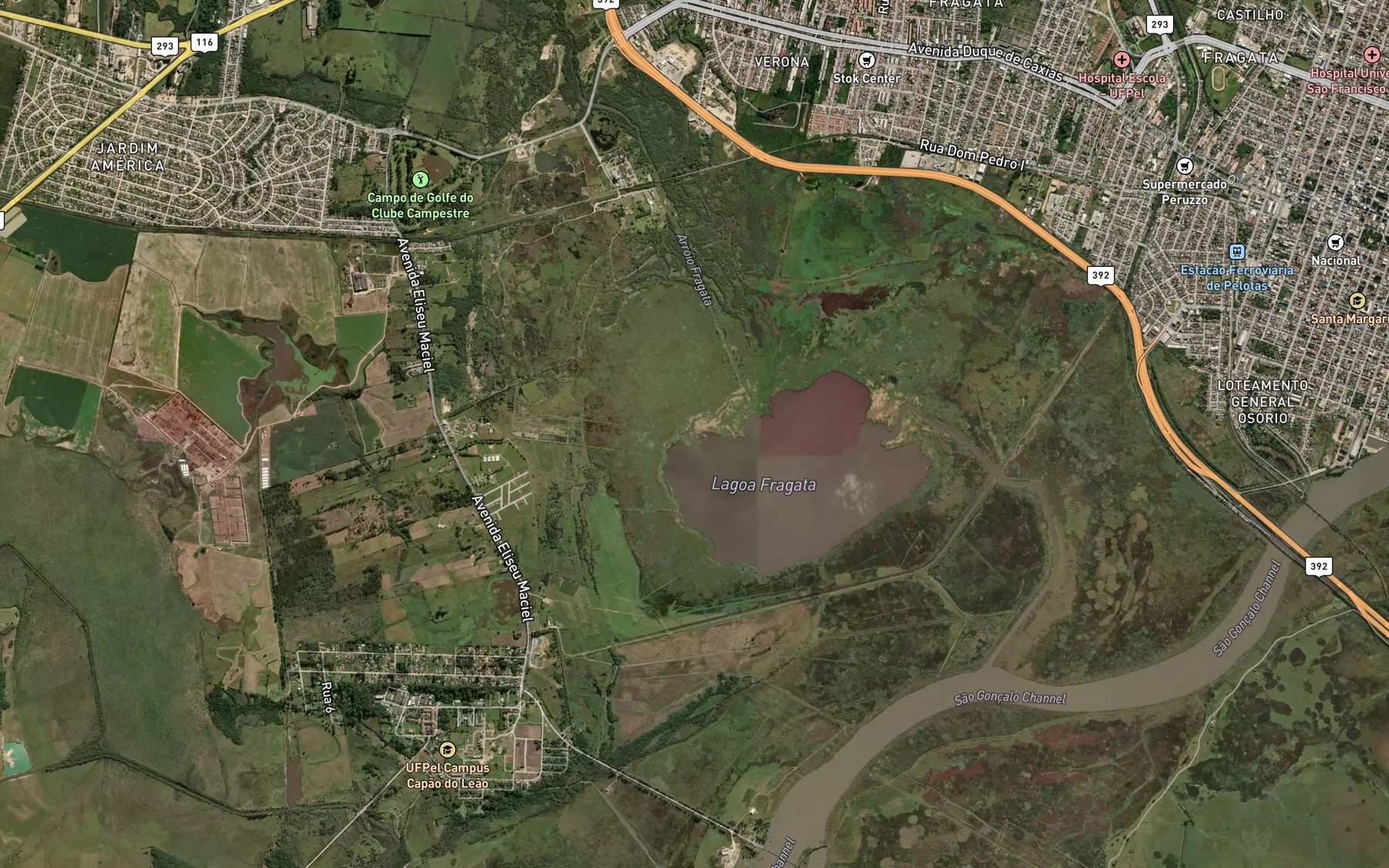 Satellite map of the Arroio Fragata