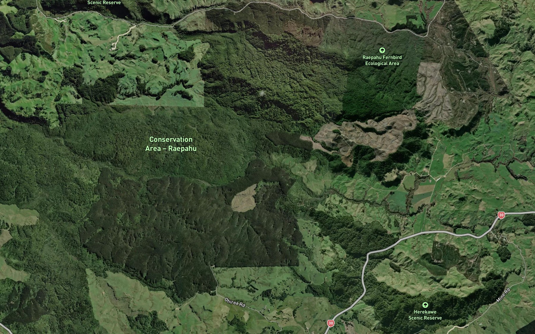 Satellite map of the Herekawe Stream