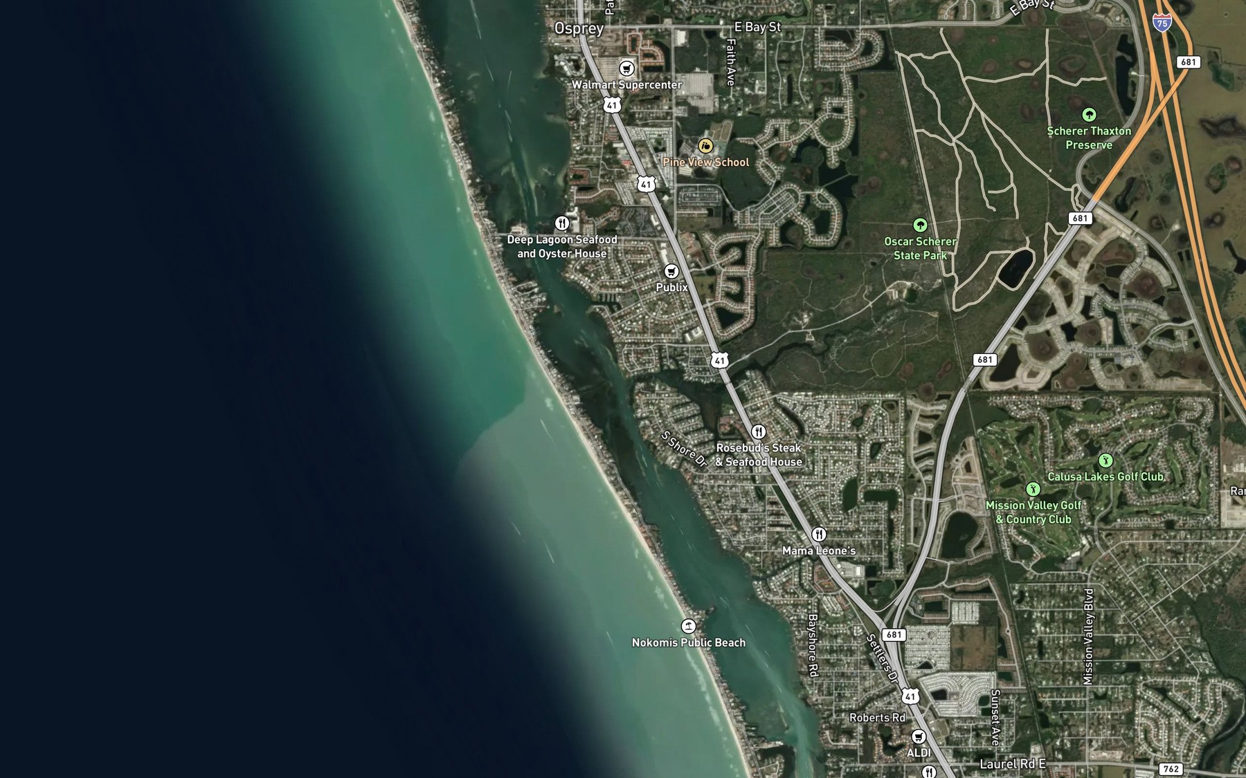 Satellite map of the South Creek
