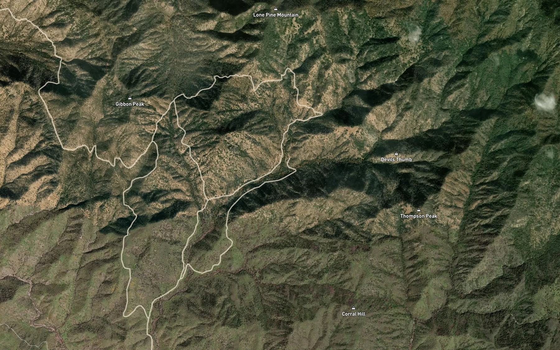 Satellite map of the North Fork Gordon Creek