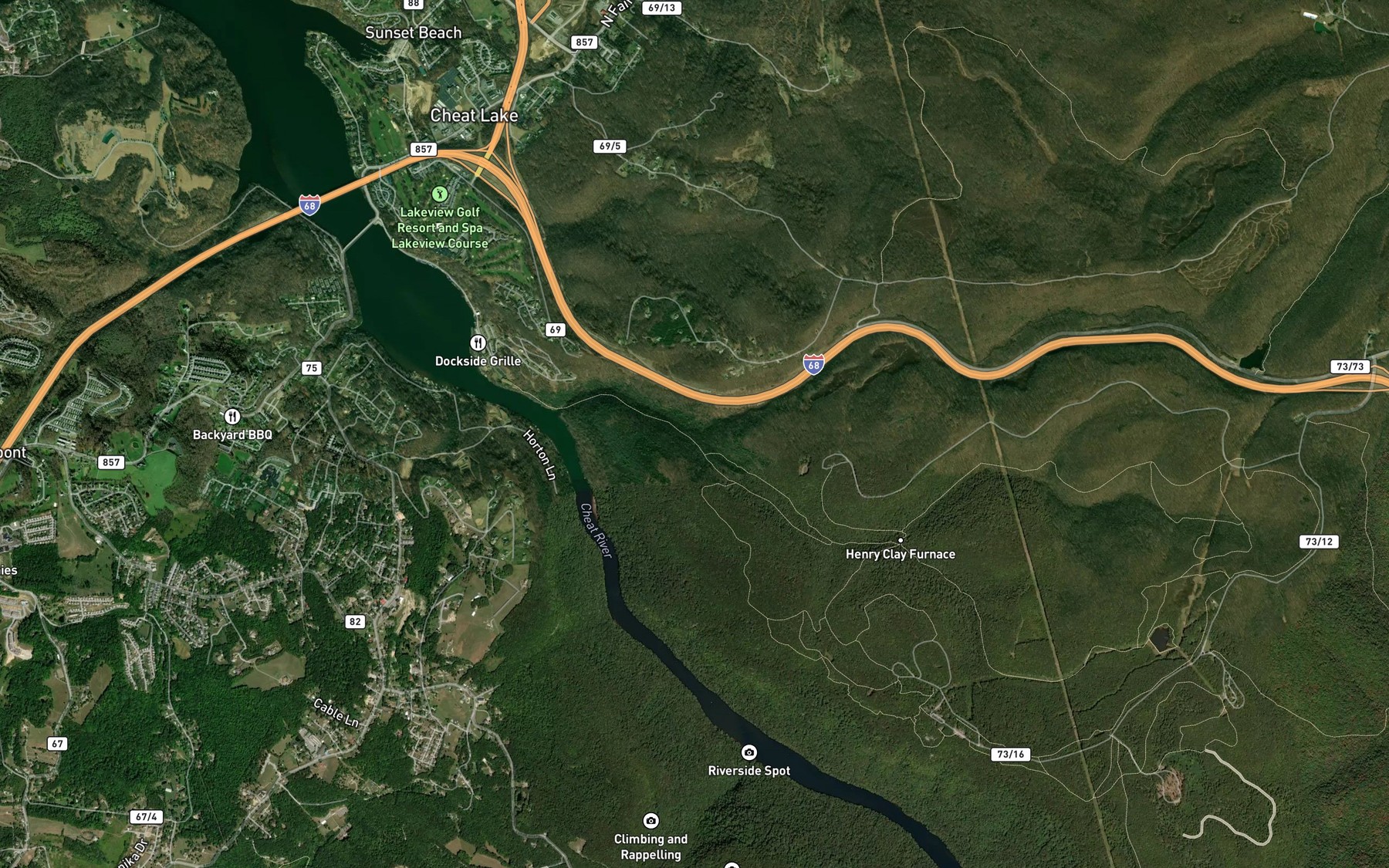 Satellite map of the Clay Run